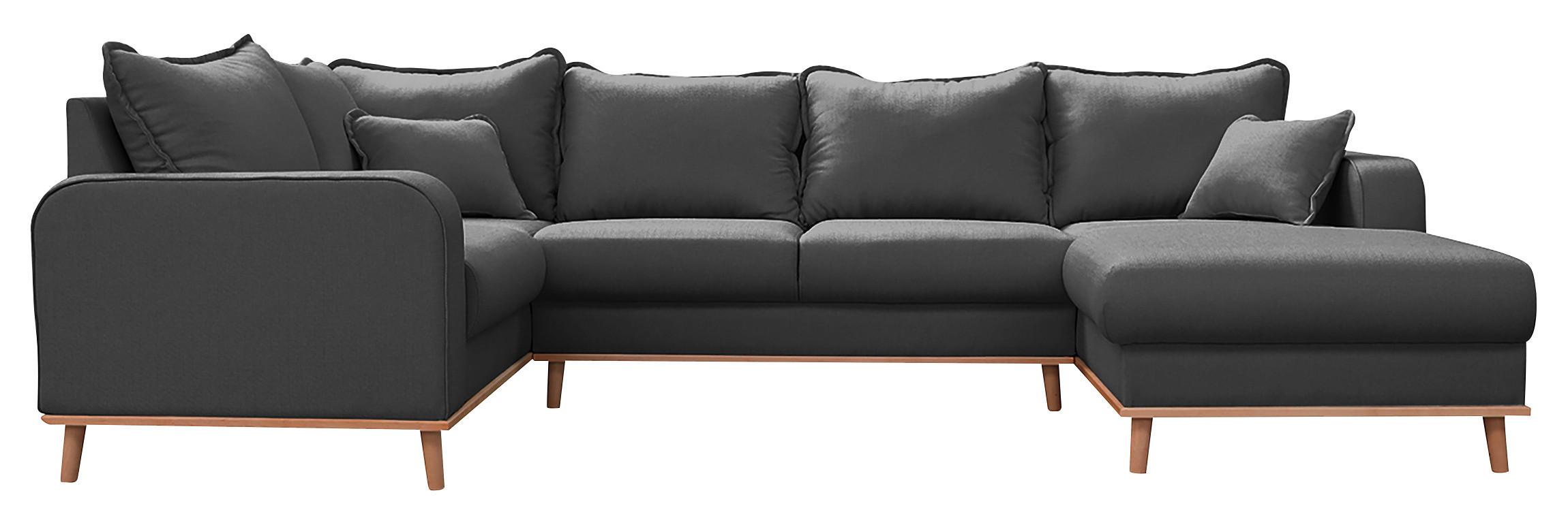 Wohnlandschaft Beata D.grau U:167x296x170 cm - Wengefarben/Dunkelgrau, Design, Textil (167/296/170cm) - Livetastic