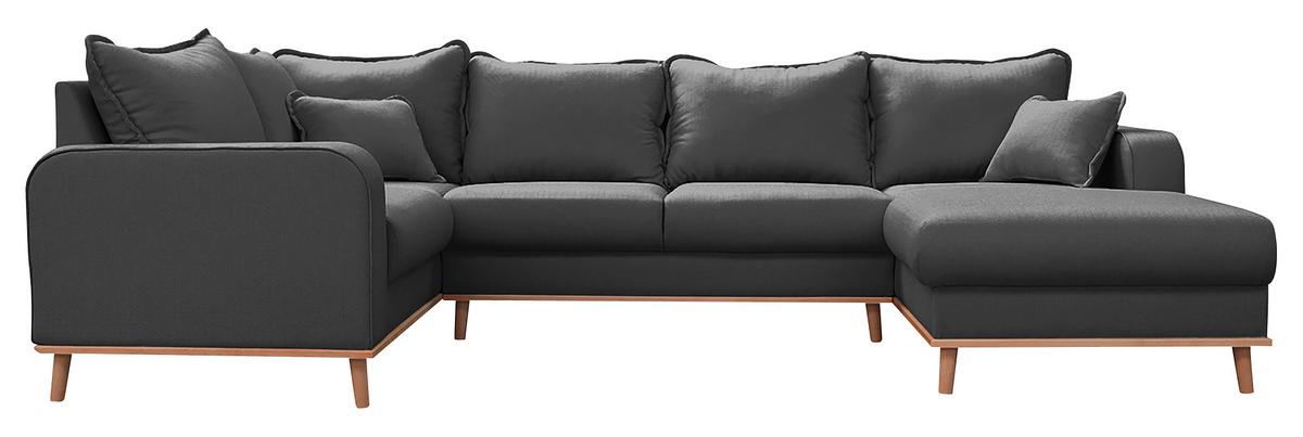 Wohnlandschaft Beata D.grau U:167x296x170 cm - Wengefarben/Dunkelgrau, Design, Textil (167/296/170cm) - Livetastic