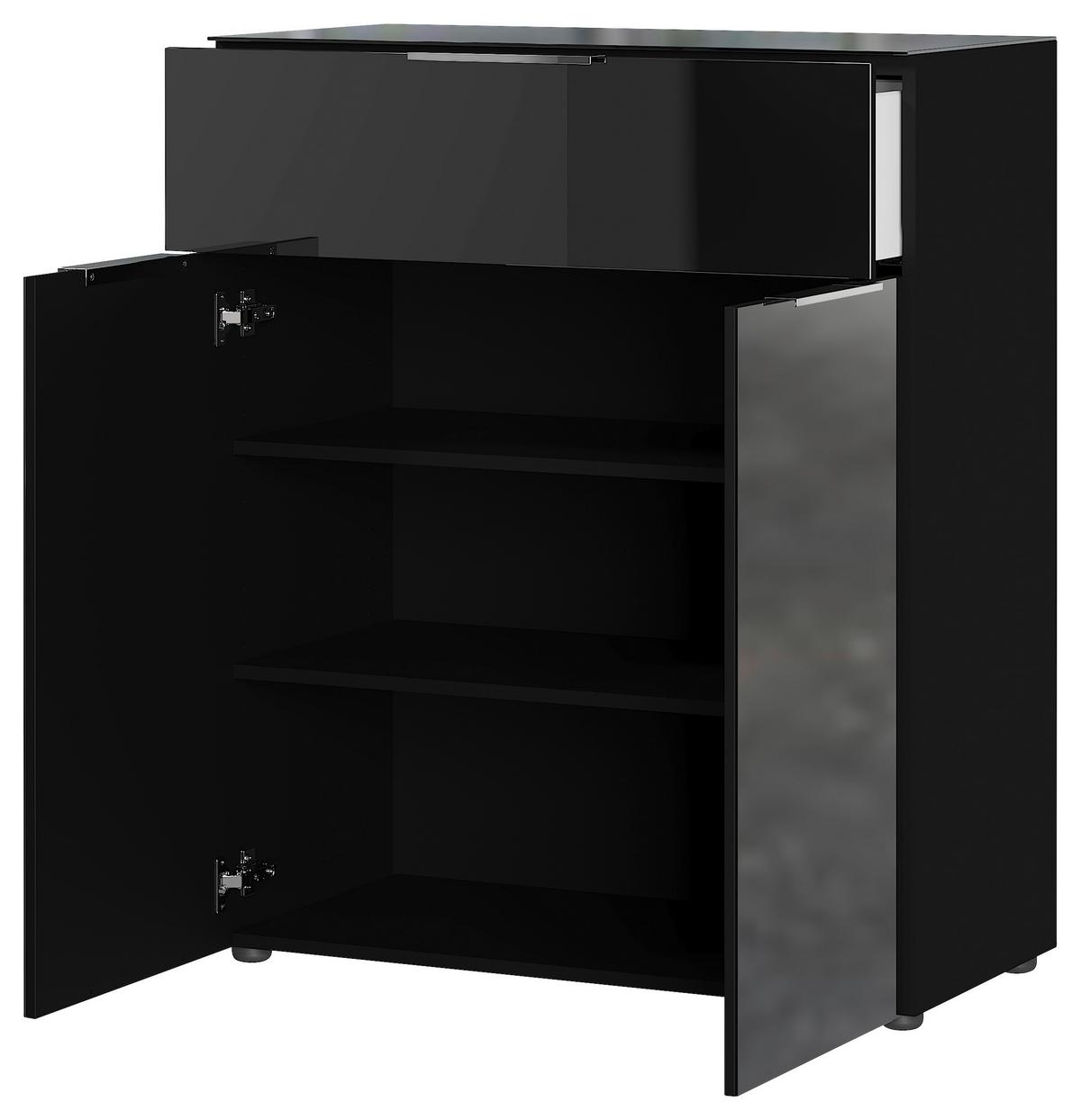 KOMODA OAKLAND - černá/barvy stříbra, Moderní, kompozitní dřevo/plast (83/102/42cm) - Premium Living