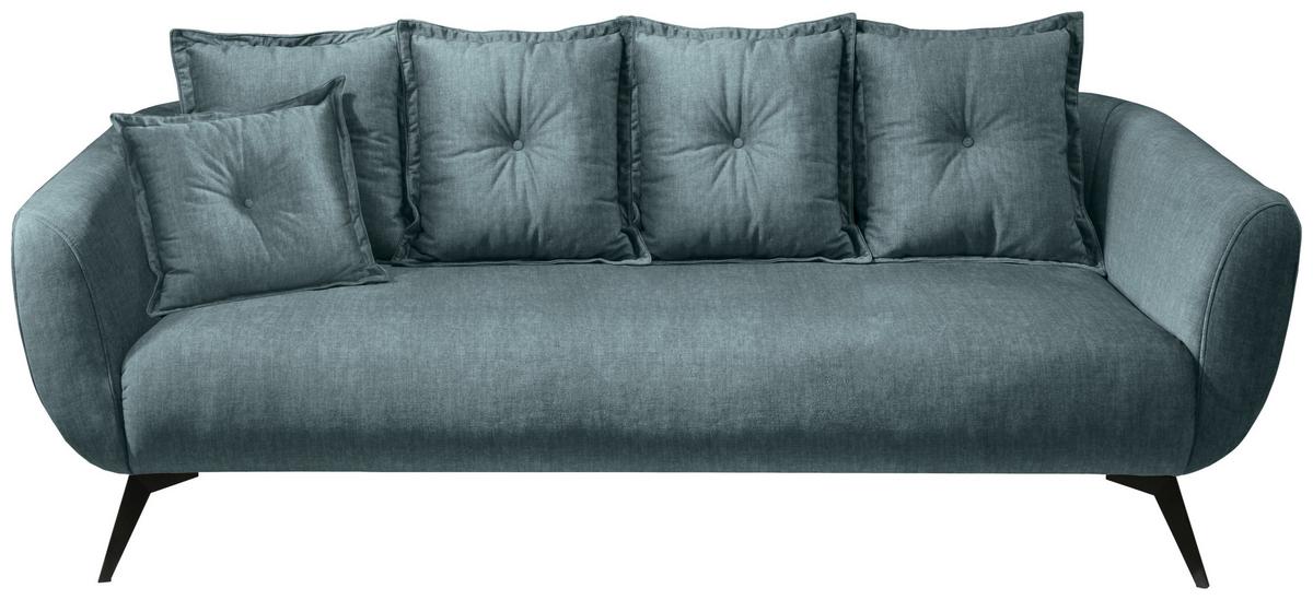 3-sitzer-sofa Baggio Mit Kissen Blau - Blau/Schwarz, MODERN, Holz/Textil (236/94/103cm) - Livetastic