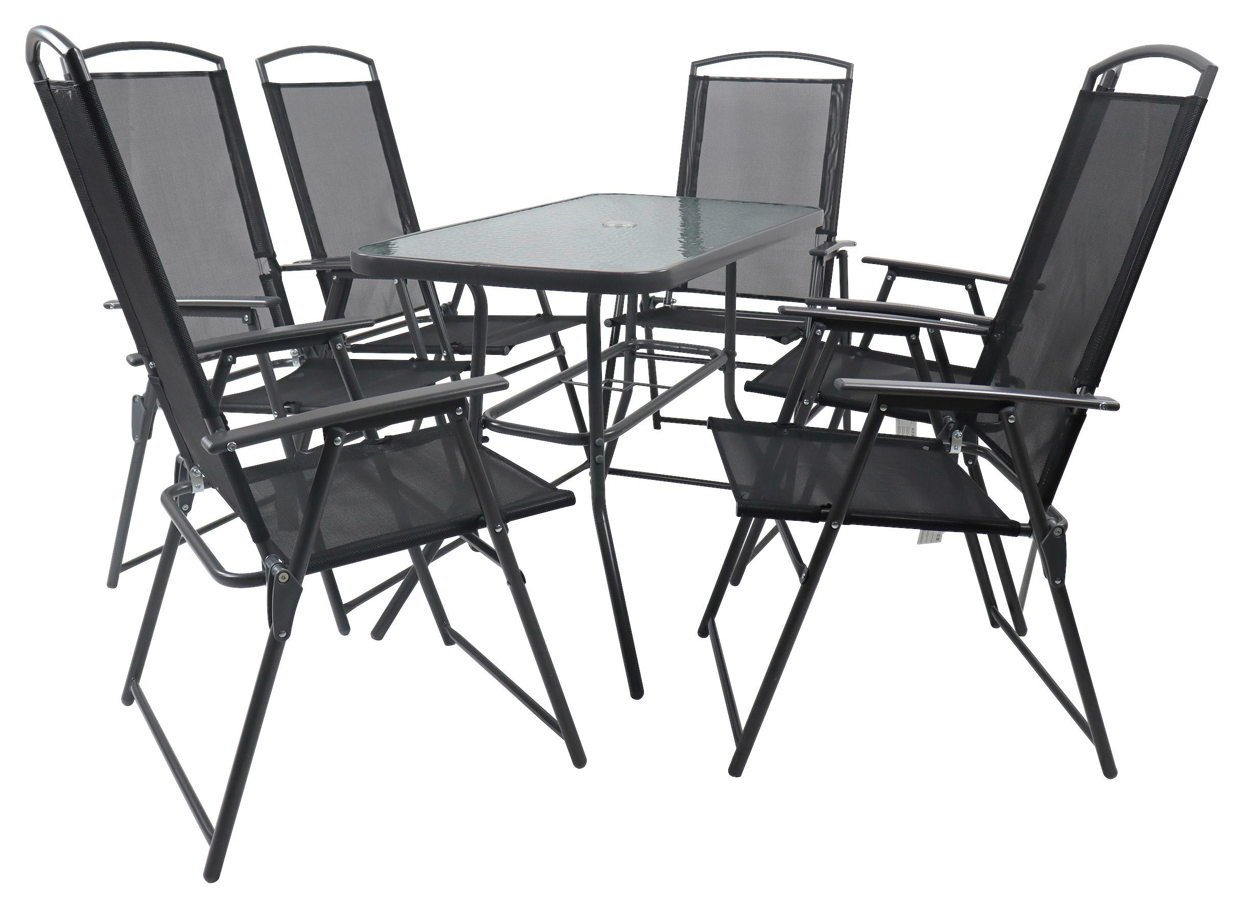 Zahradní sestava, 7- dílna, stůl 110x70 - antracitová, Basics, kov/textil - Gardenson