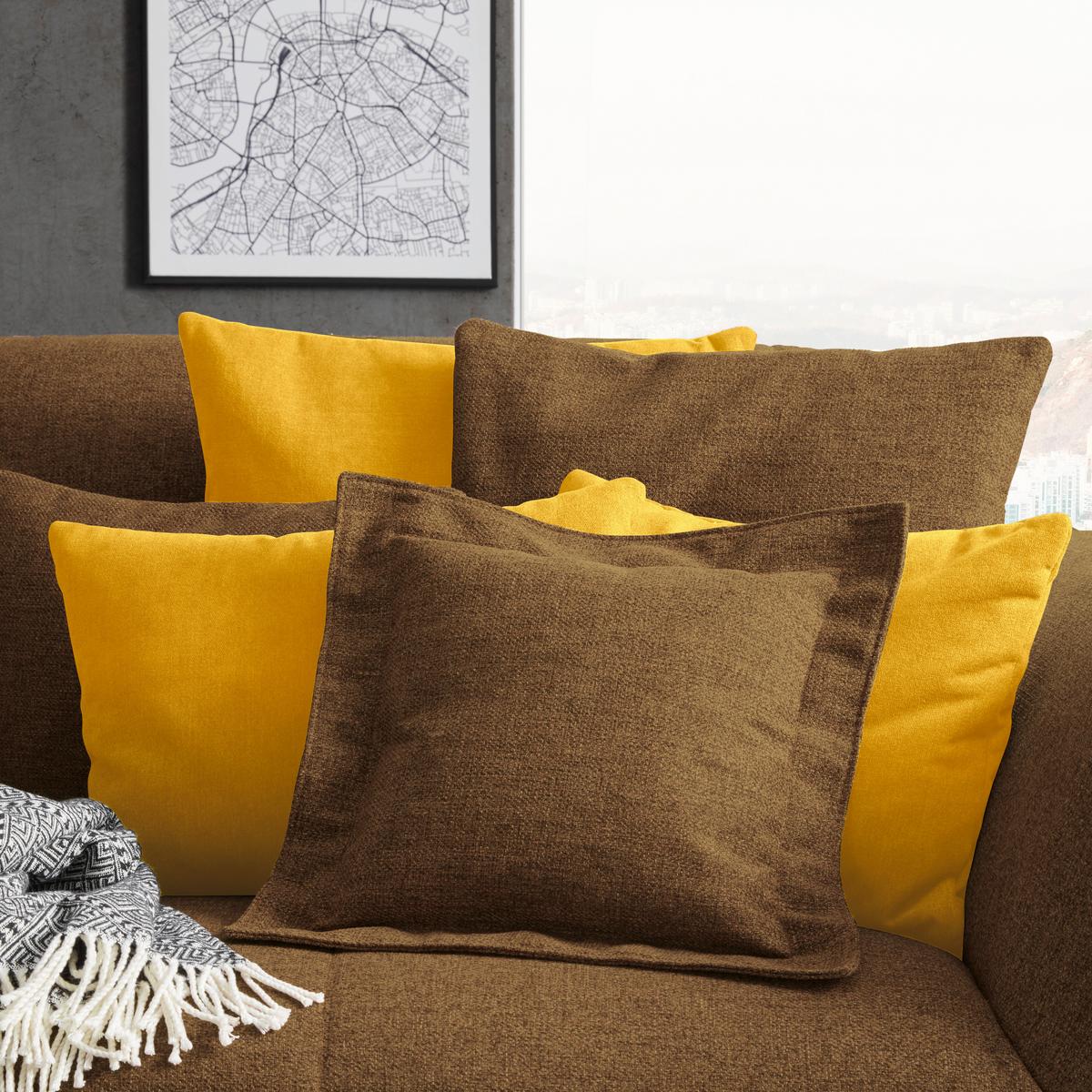 Velká pohovka TRENDY, hořčicově žlutá - černá/hořčicově žlutá, Moderní, kompozitní dřevo (260/93/124cm) - Premium Living