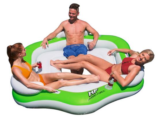 Badeinsel Island X3 mit Offenem Boden Ø199xh 176cm 43111 - Weiß/Grün, MODERN, Kunststoff (199/176cm) - Bestway Badeinsel Island X3 mit Offenem Boden Ø199xh 176cm 43111 - Weiß/Grün, MODERN, Kunststoff (199/176cm) - Bestway