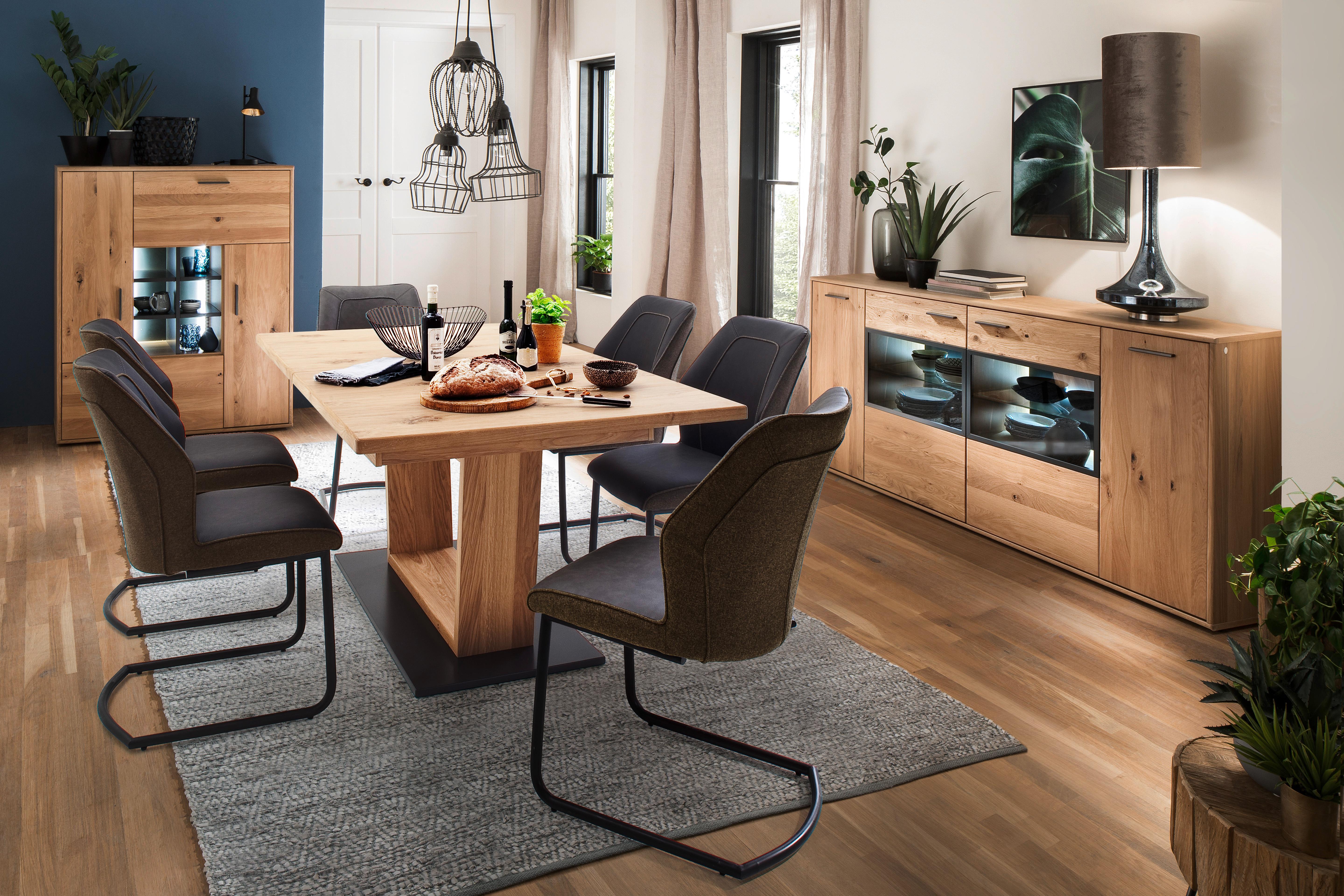 Esstisch Ausziehbar Portland 180-280x100 Cm Eichefarben - Eichefarben/Schwarz, Design, Holz/Holzwerkstoff (180-280/100/77cm) - Livetastic