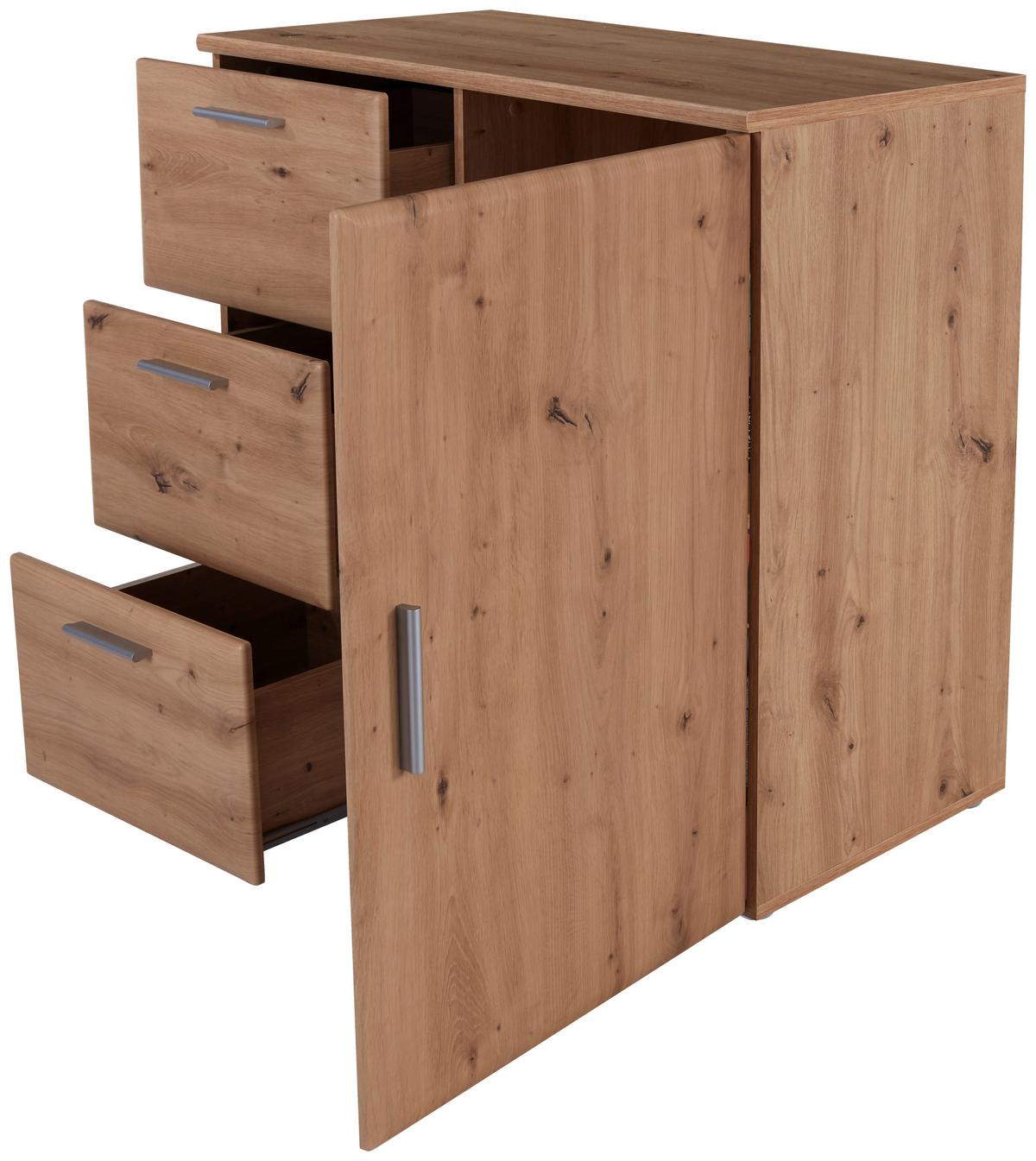 Komód Lissi New 100/90 Cm - tölgyfa, Modern, faalapú anyag (100/90/42cm)