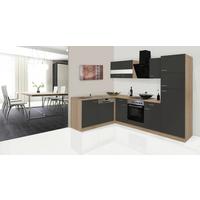Eckküche Economy mit Geräten 172x280 cm Grau/Eiche Dekor - Eichefarben/Grau, Basics, Glas/Holzwerkstoff (172/280cm) - Respekta