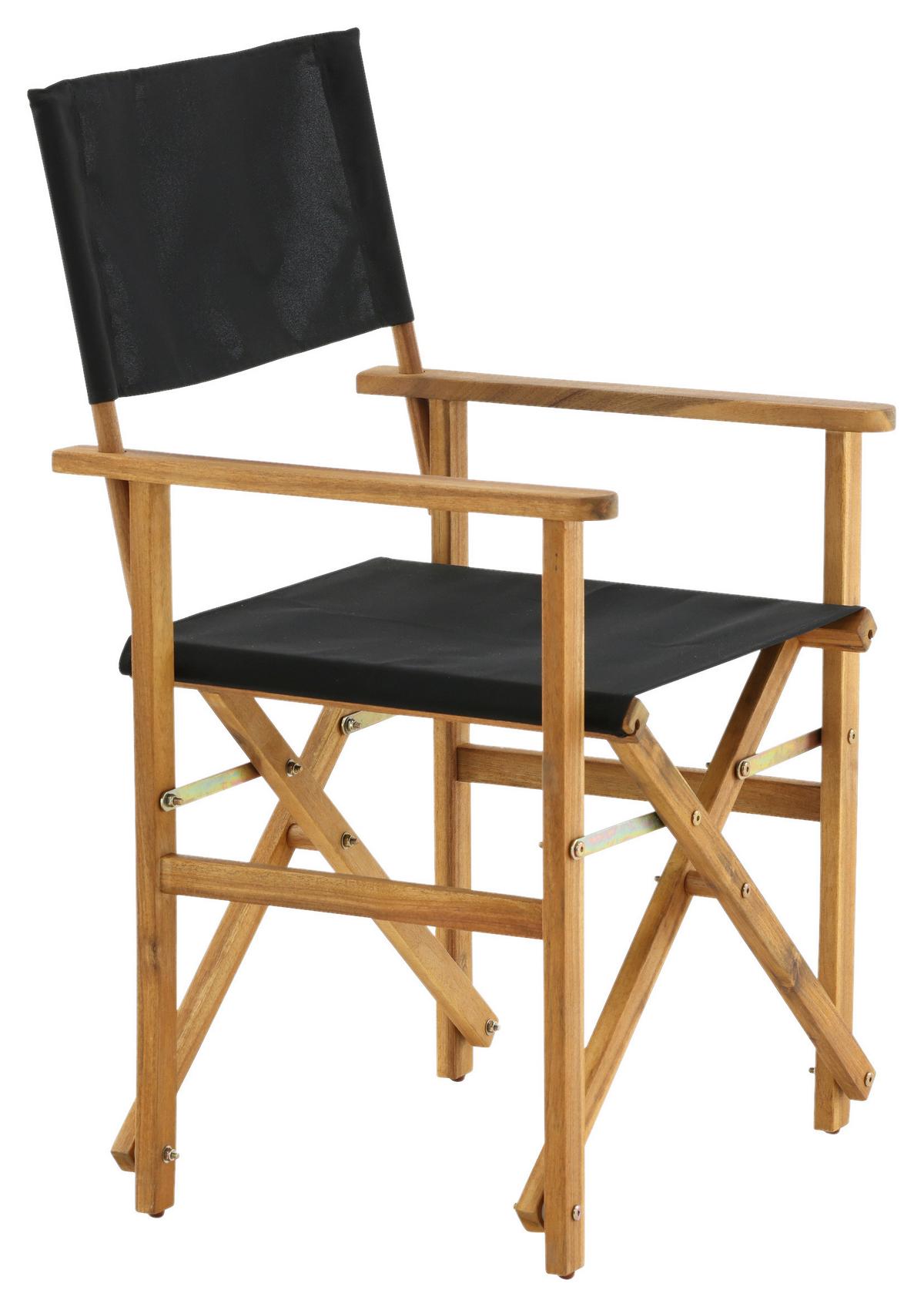 Klappstuhl Marion - Schwarz/Akaziefarben, KONVENTIONELL, Holz/Textil (53/90/55cm) - Gardenson