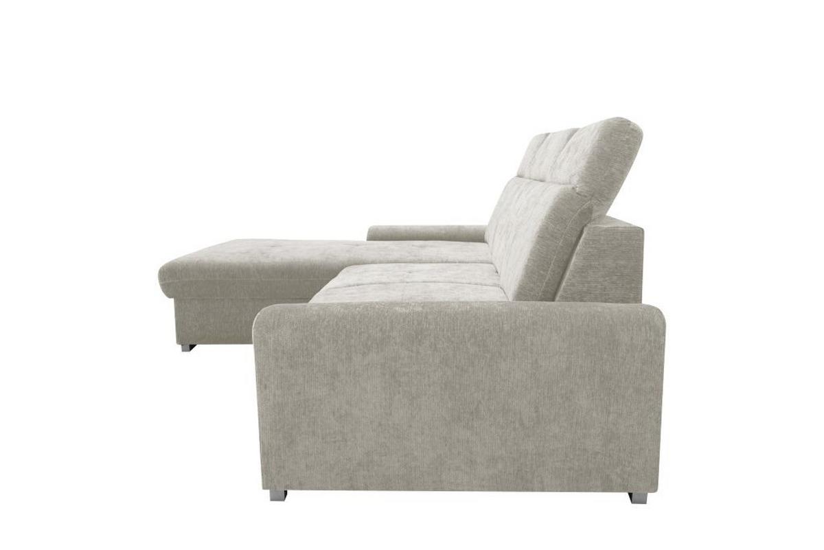 Rohová sedačka MALAGA, ľavá, béžová ženilka - chrómová/béžová, Konventionell, kov/drevo (203/286cm) - Ondega