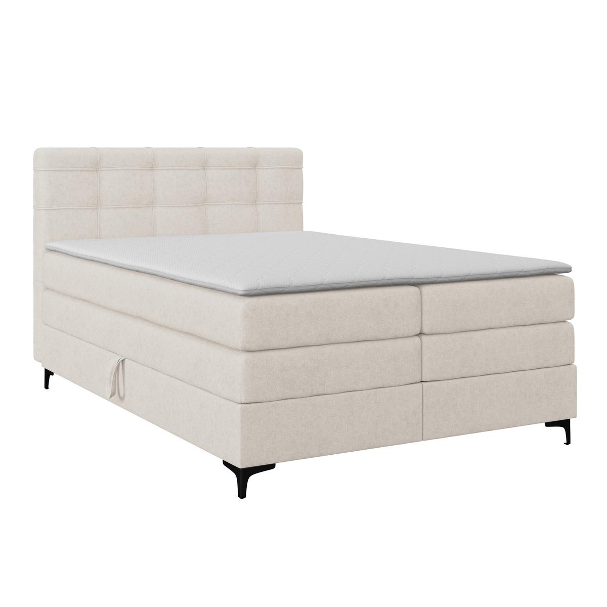 Boxspringbett MITTO Creme 140x200 cm - Creme/Schwarz, KONVENTIONELL, Textil/Metall (140/200cm)