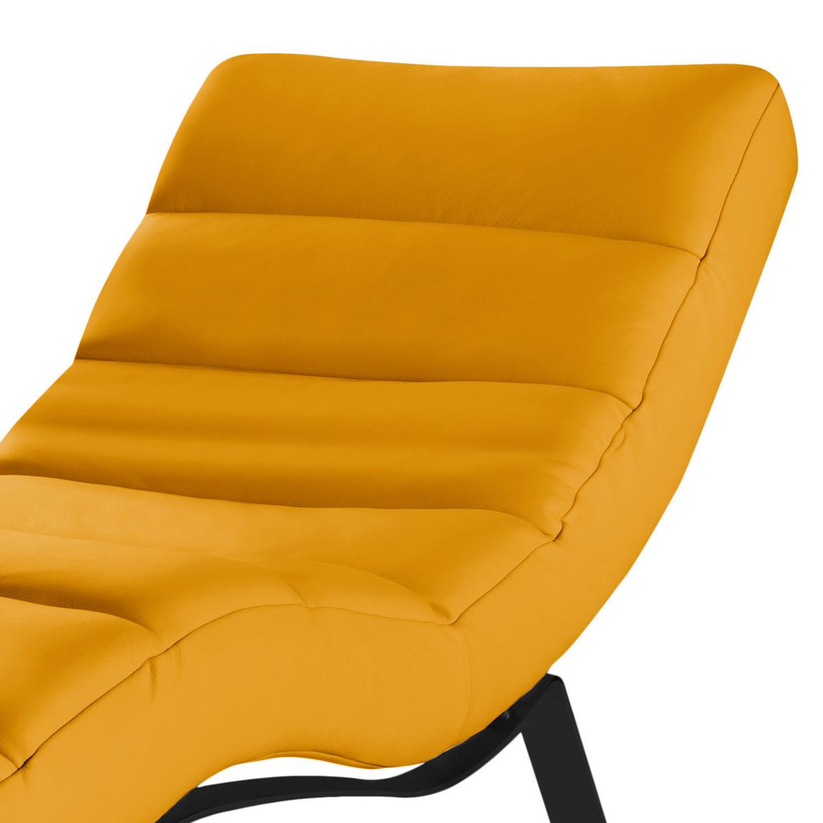 Relaxliege Swing Black Currygelb B: 65 cm - Currygelb/Schwarz, Design, Leder (65/65-95/171cm) - Livetastic