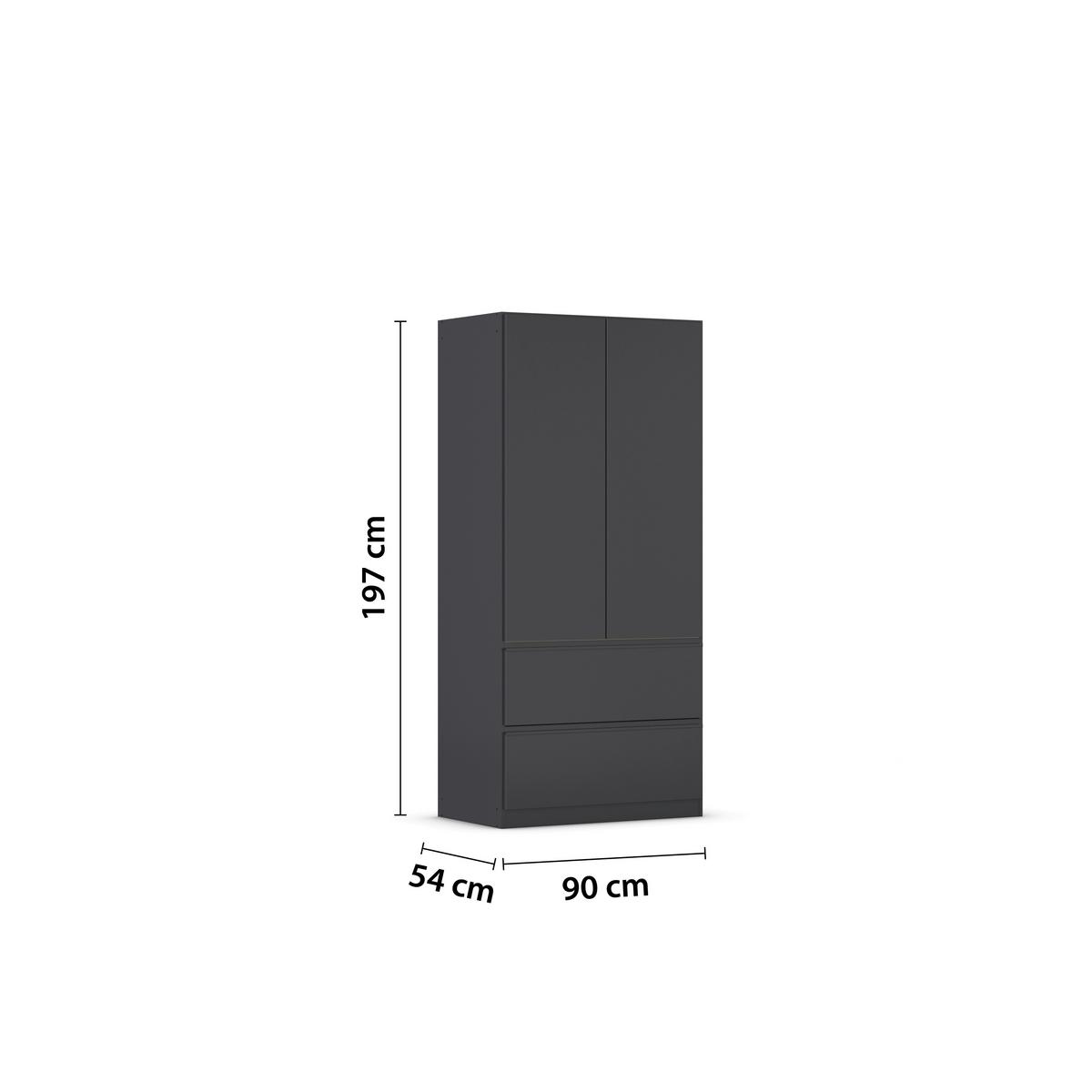 Drehtürenschrank Costa Grau B: 91 cm - Grau, MODERN, Holzwerkstoff (91/197/54cm) - Rauch Möbel
