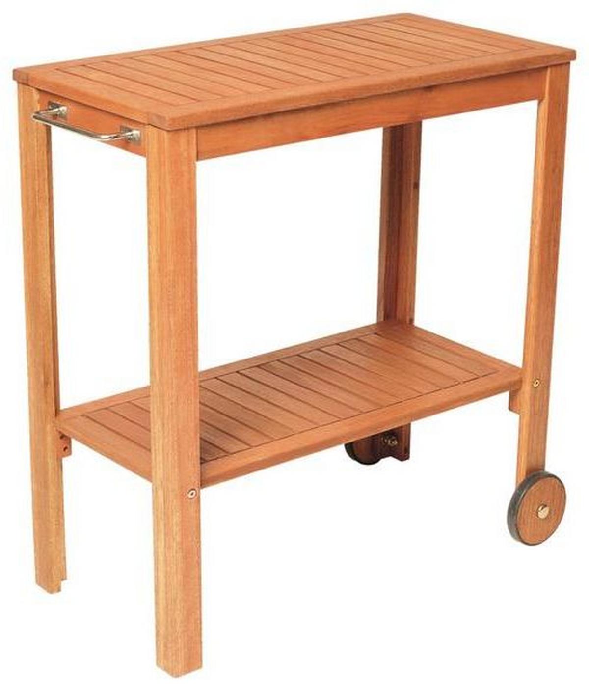 Servierwagen Echtholz Naturfarben Mit 2 Rollen - Naturfarben, KONVENTIONELL, Holz (45/85/84cm) - Gardenson