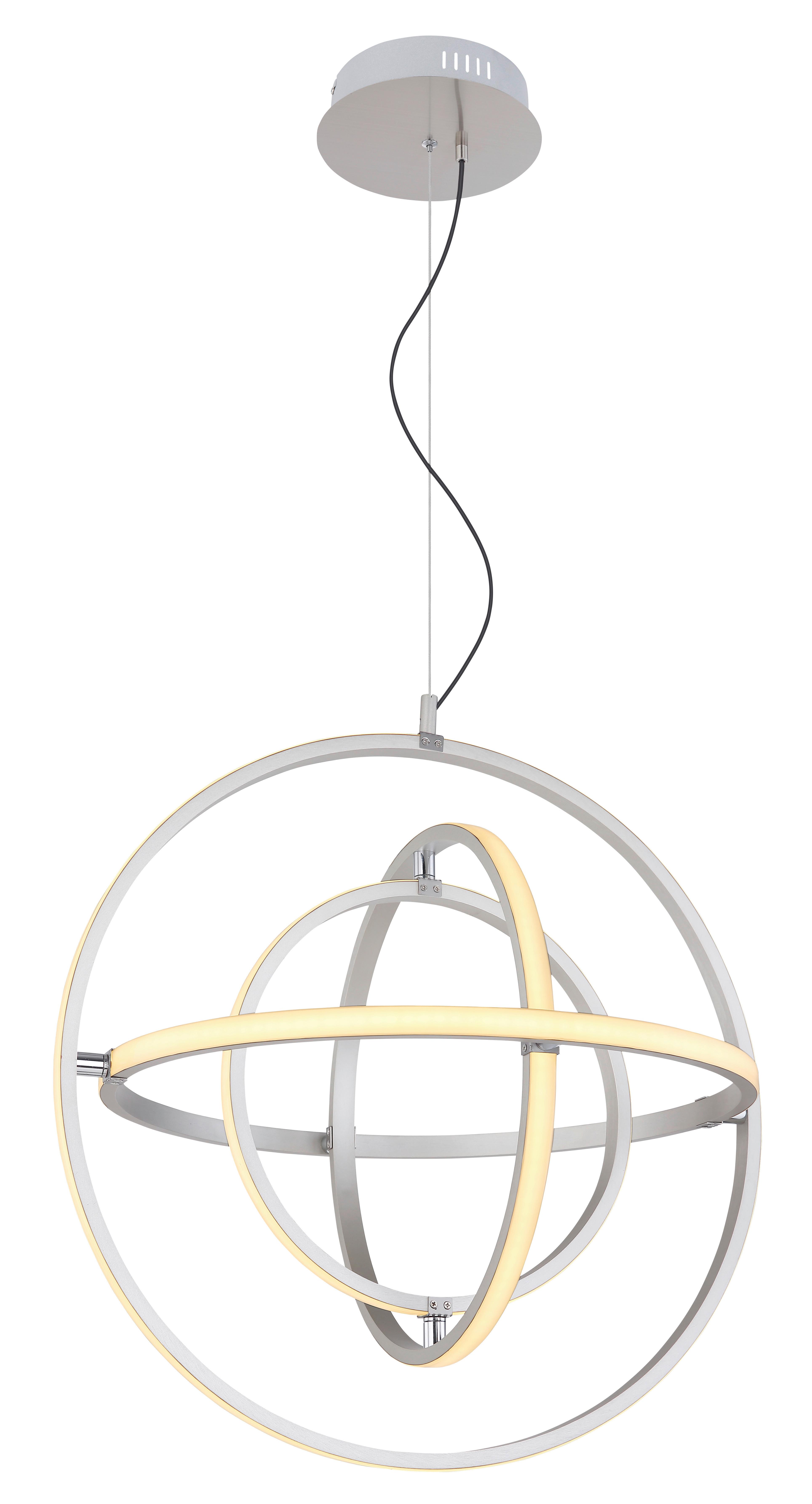 Led-hängeleuchte Kurus H: 150 Cm 1-Flammig, Dimmbar - Opal/Nickelfarben, Basics, Kunststoff/Metall (58/150cm) - Globo