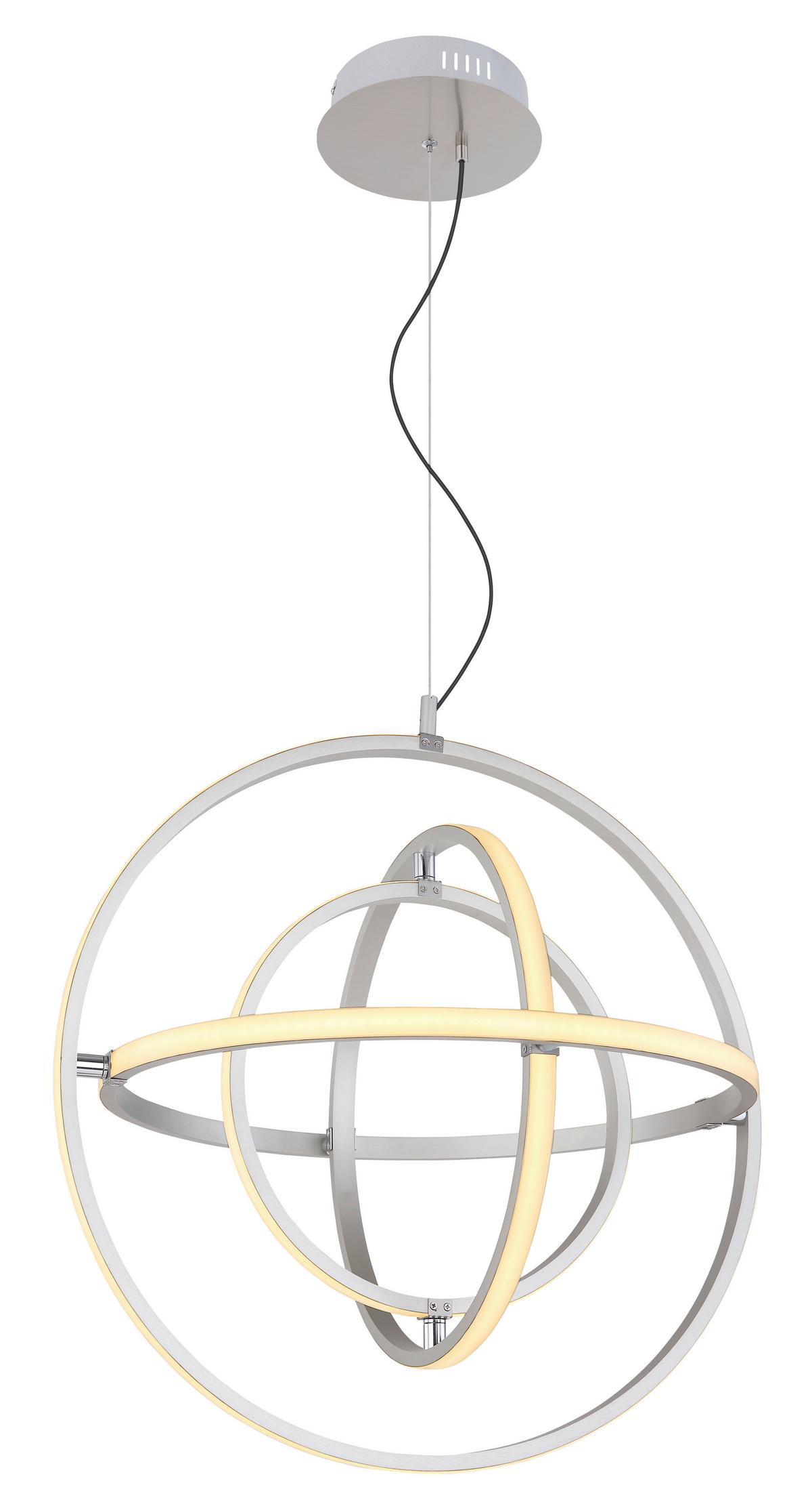Led-hängeleuchte Kurus H: 150 Cm 1-Flammig, Dimmbar - Opal/Nickelfarben, Basics, Kunststoff/Metall (58/150cm) - Globo