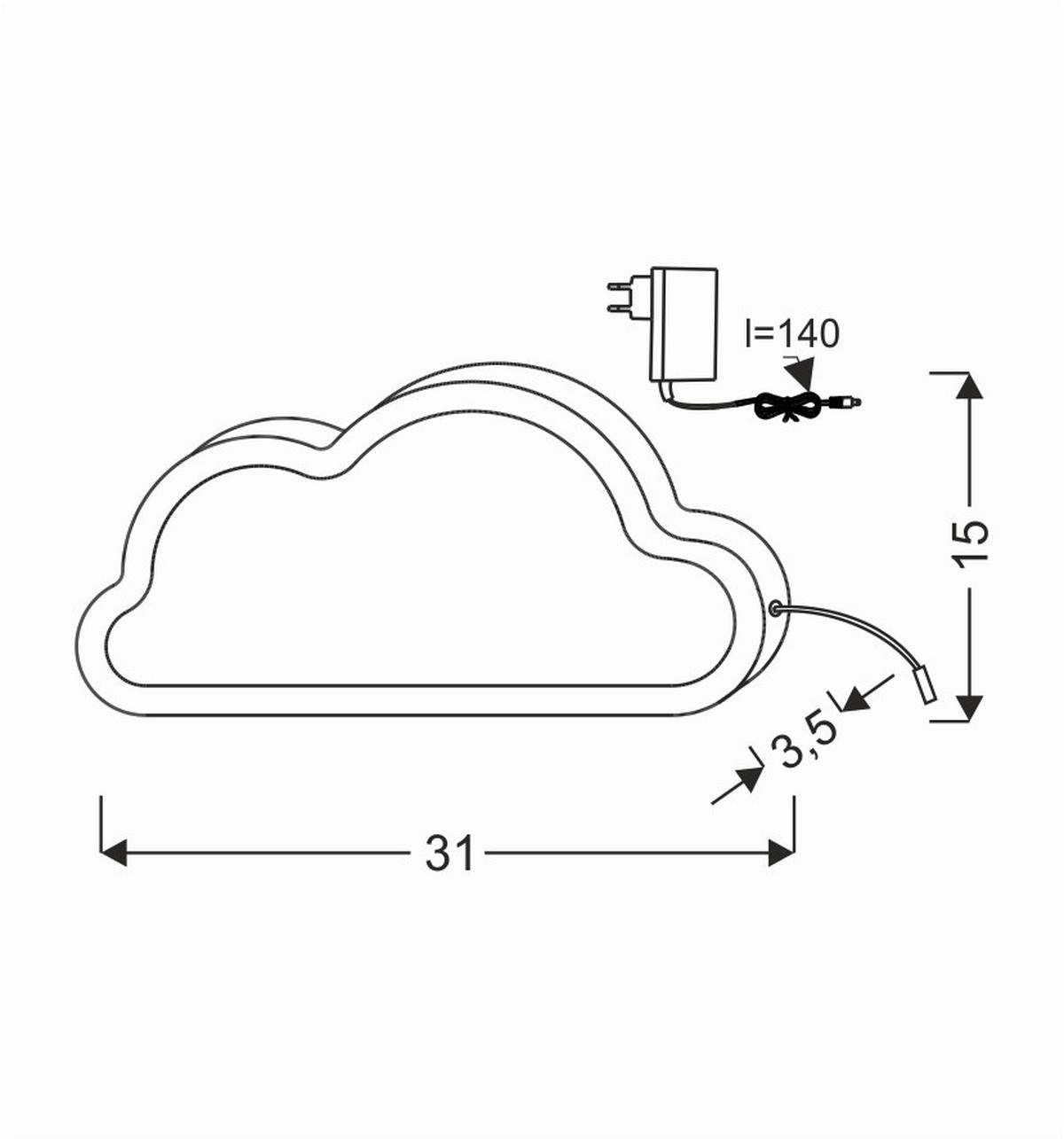 Kindertischleuchte 41-11664 Cloud - Pink, Basics, Holzwerkstoff/Kunststoff (31/3.5/15cm)