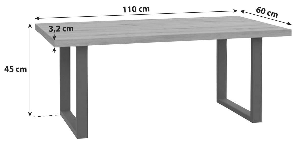 Couchtisch Trondheim, Eichefarben/schwarz - Eichefarben/Schwarz, MODERN, Holzwerkstoff/Kunststoff (110/60/45cm) - MID.YOU