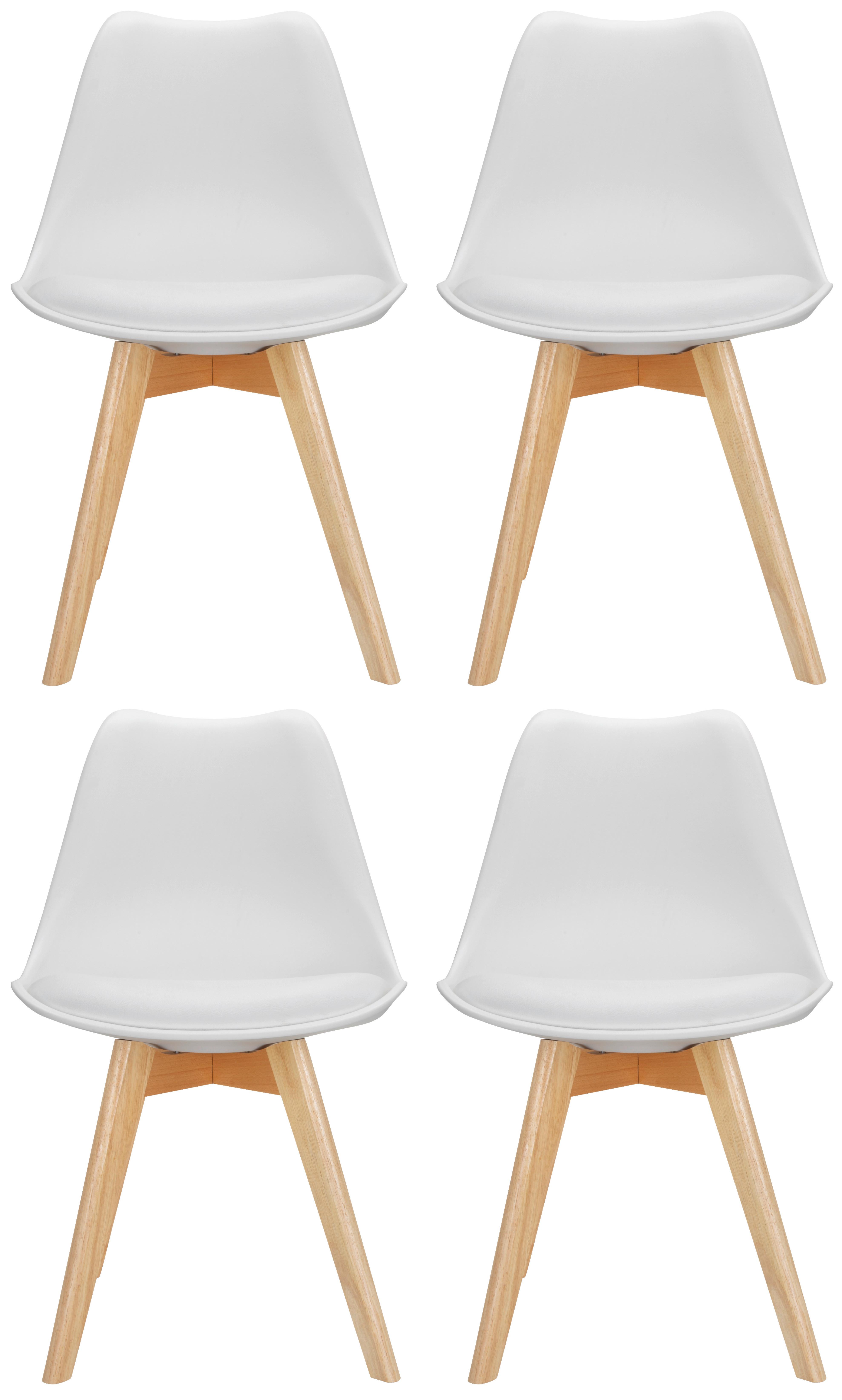 Stuhl-Set 4er Scandi Weiß/Buchefarben - Buchefarben/Weiß, MODERN, Holz/Kunststoff (48/87/56cm) - MID.YOU