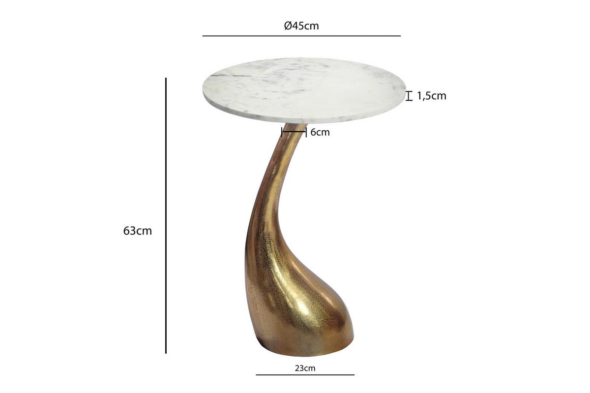 PRÍRUČNÝ STOLÍK WL7.354 - zlatá/biela, Design, kov/kameň (45/45/63cm) - MID.YOU