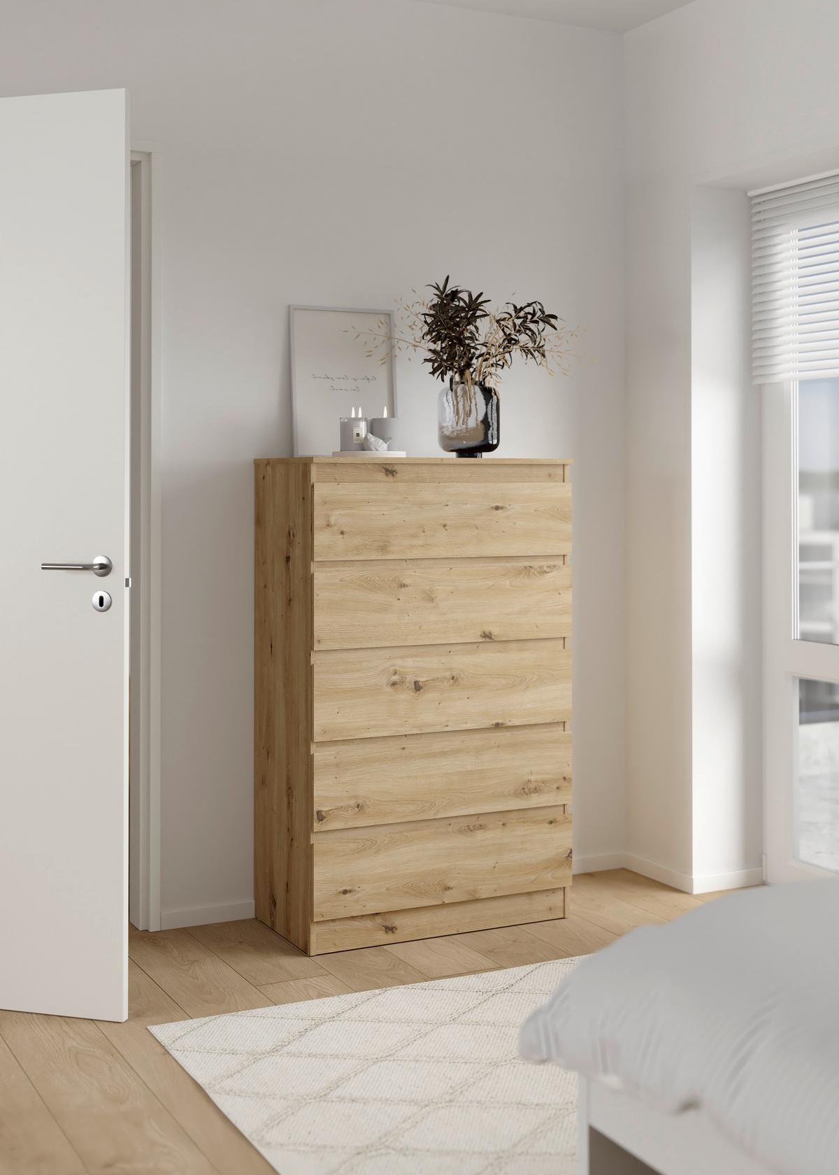 Komoda MARA 5 dekor dub Artisan - dub artisan, Konvenční, dřevo (77/125/42cm) - Mömax