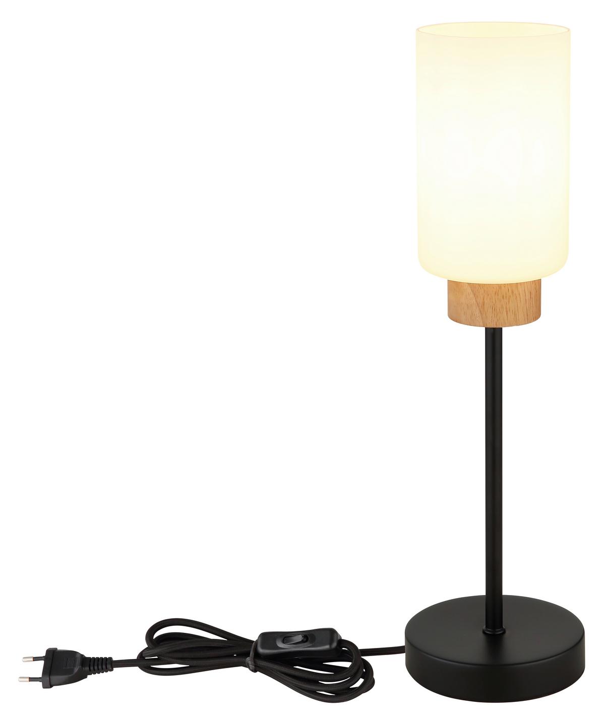 STOLNÍ LAMPA ROWENA - černá/opál, Design, kov/dřevo (12/42cm) - Globo