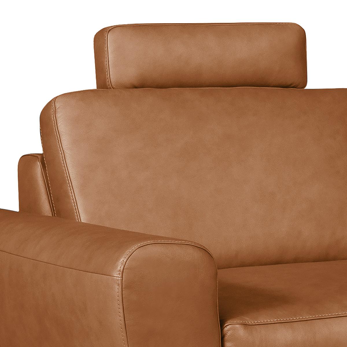 Ecksofa Spring Cognac Chrom, S: 273x250 cm - Chromfarben/Cognac, Design, Leder (273/250cm) - Livetastic