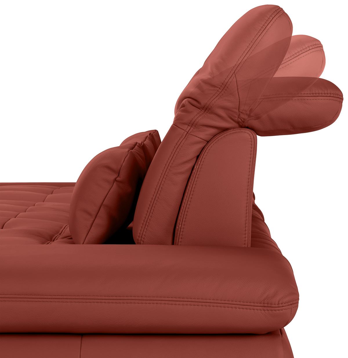 Rohová sedačka SANFINO, ľavá, vínovočervená pravá koža - vínovočervená/chrómová, Konventionell, kov/koža (199/79-96/305cm) - Premium Living