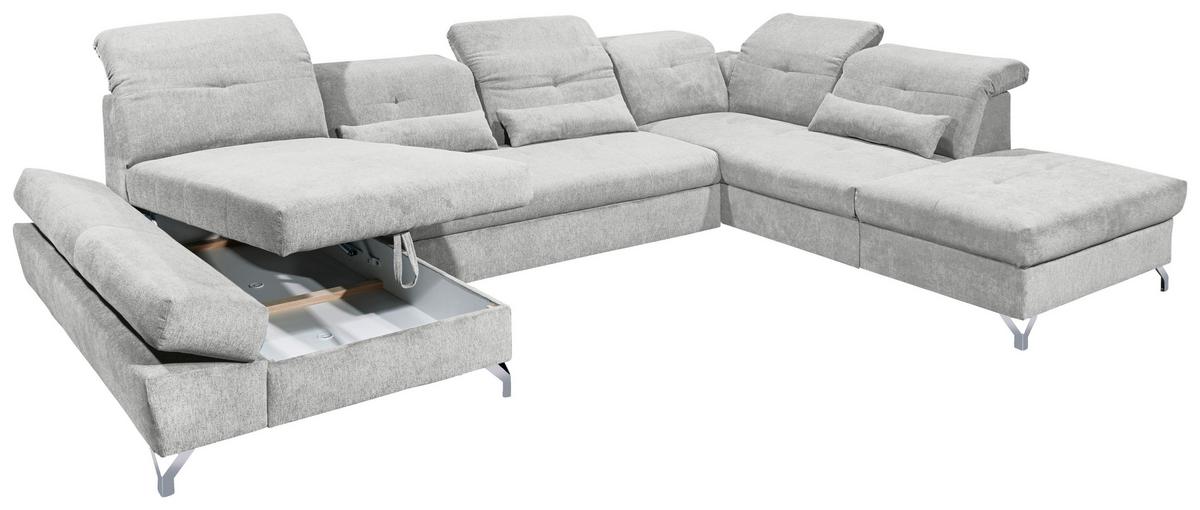 Ecksofa Melfi Hellgrau U: 168 Cm - Silberfarben/Hellgrau, MODERN, Textil (168/350/245cm) - MID.YOU