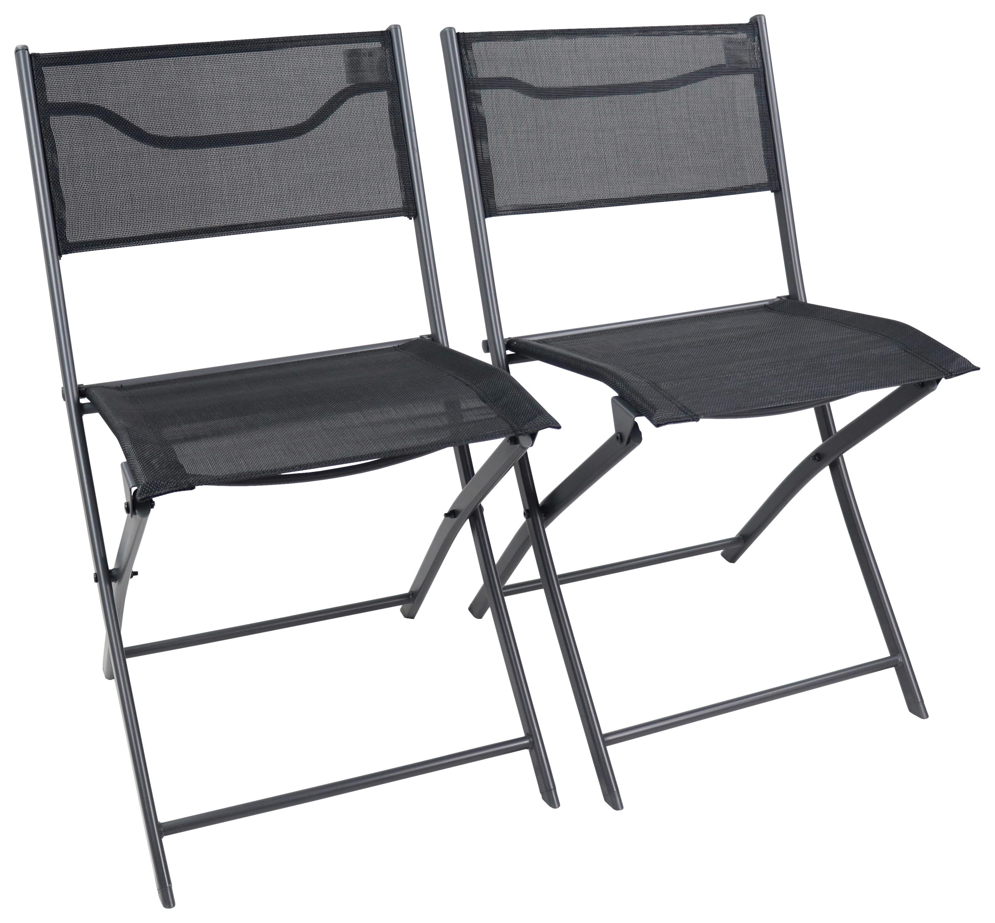 Gartenstuhl-set 2-er Schwarz B: 45 Cm - Schwarz, MODERN, Textil/Metall (45/79/46cm) - Ambia Garden