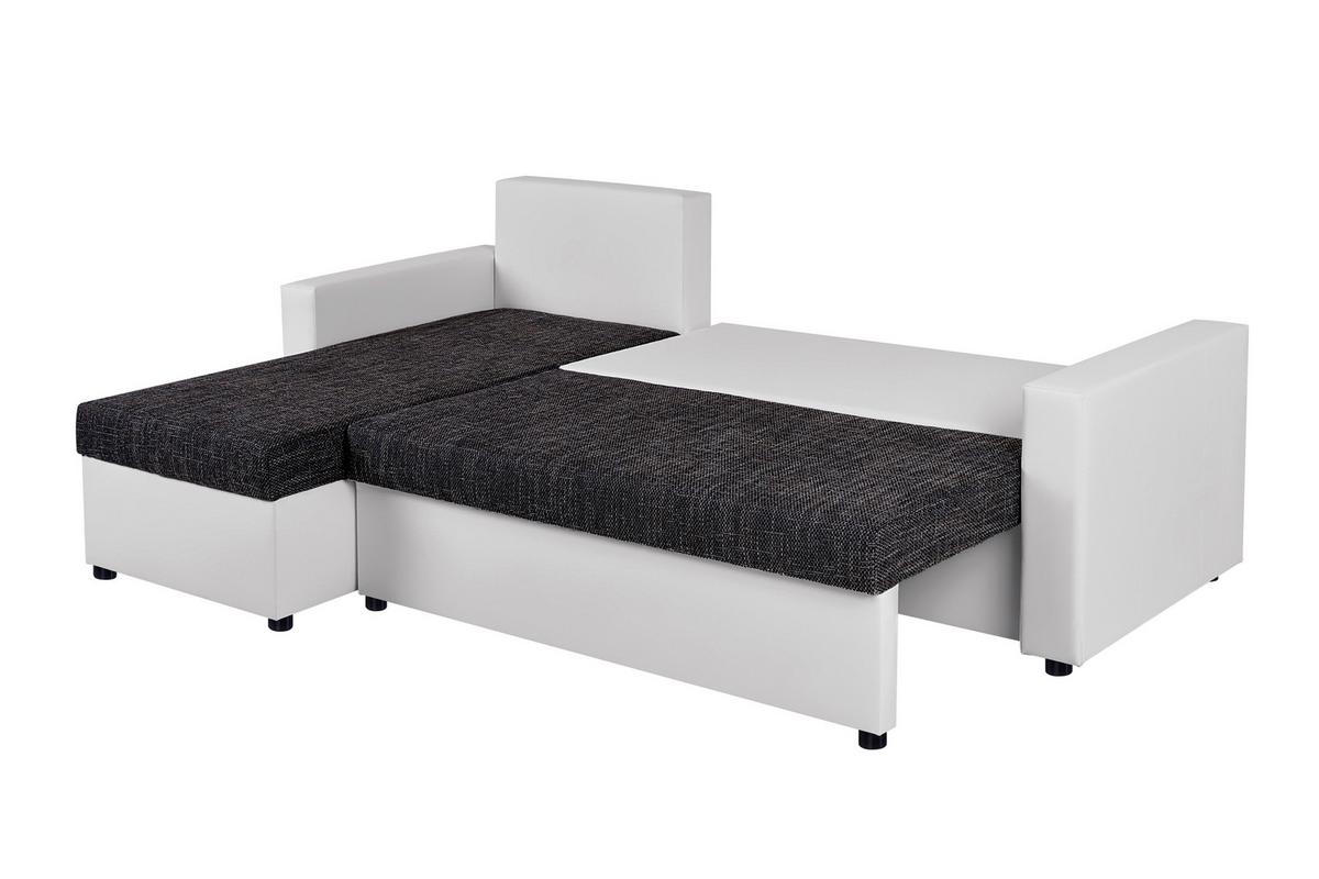 Univerzálna sedačka HIT, biela umelá koža / čierna tk. - čierna/biela, Design, kompozitné drevo/textil (147/228cm) - P & B