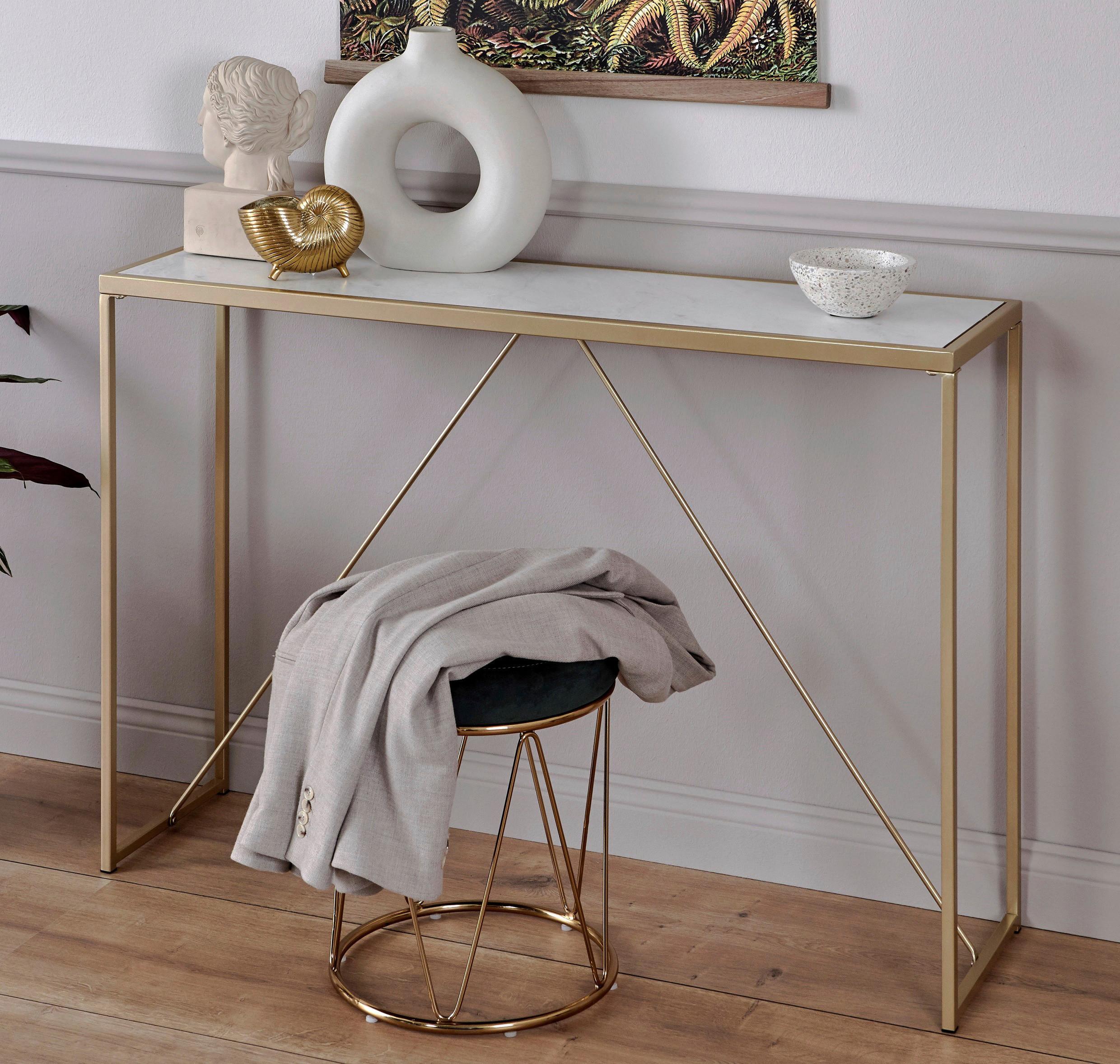 Konsolentisch Glam Console Goldfarben/Weiß B: 30 cm - Goldfarben/Weiß, KONVENTIONELL, Holzwerkstoff/Metall (111/30/76cm) - Livetastic