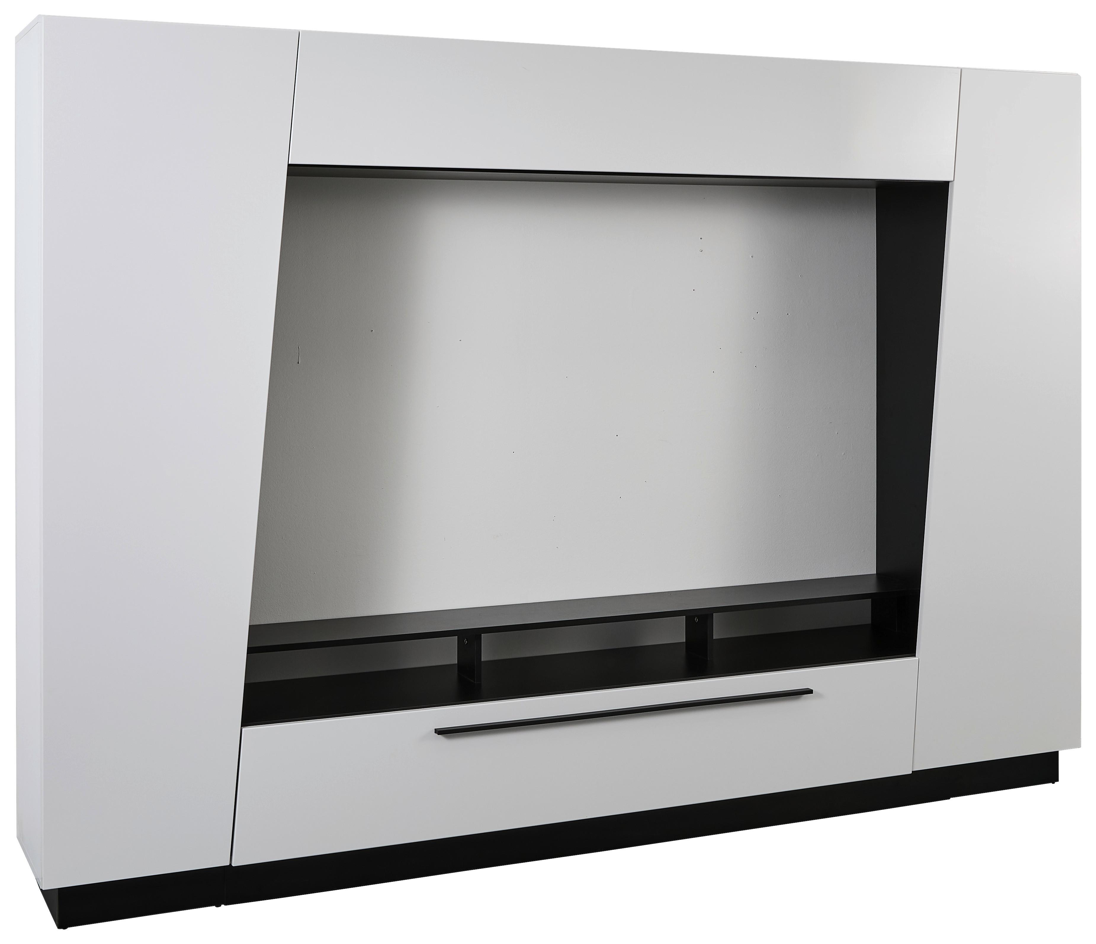 Obývací stěna MEDIA V - černá/vysoce lesklá bílá, Design, kompozitní dřevo/plast (274/195/152cm) - MID.YOU