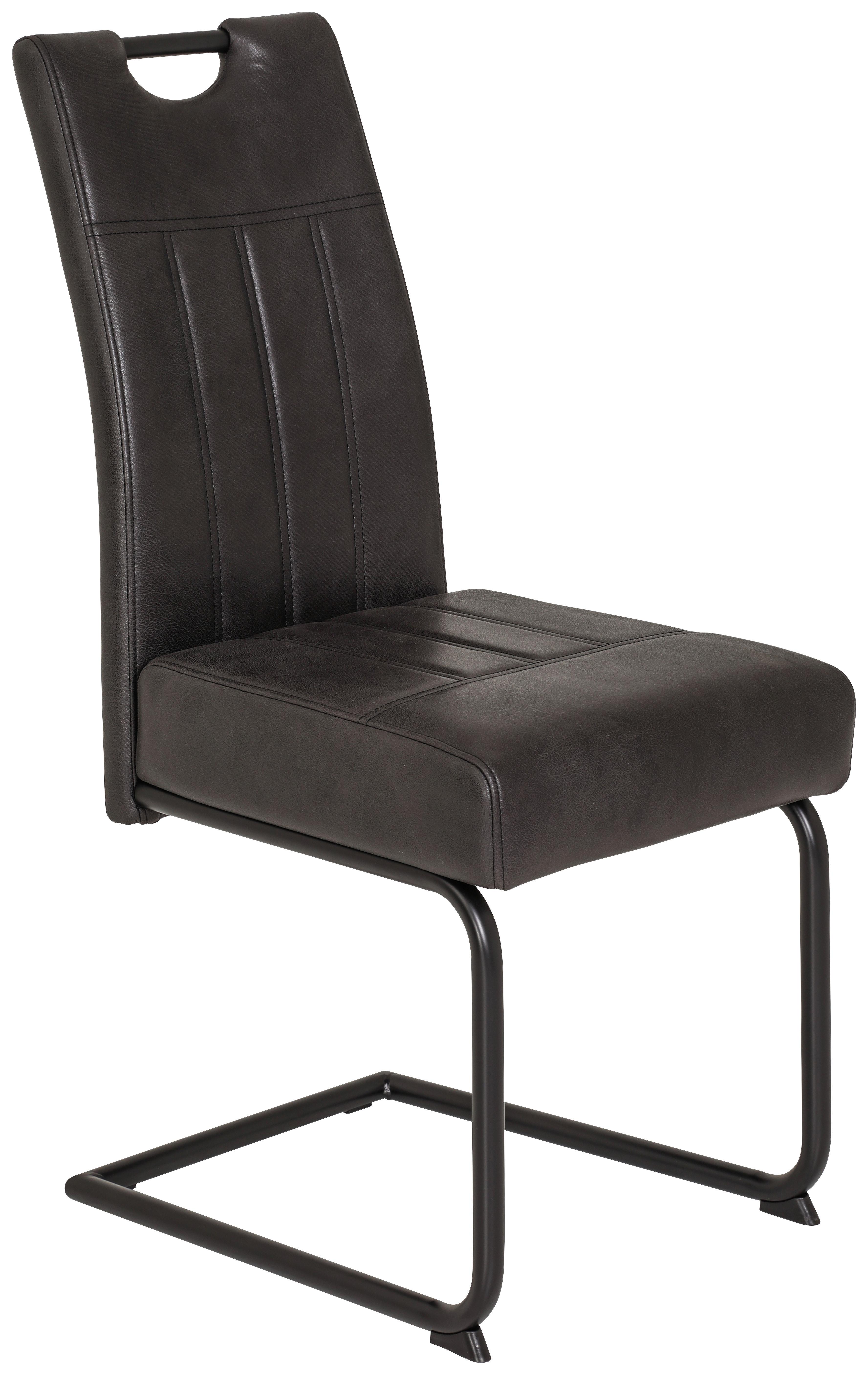 Schwingstuhl Betty Vintage Anthrazit Gepolstert - Anthrazit/Schwarz, KONVENTIONELL, Textil/Metall (43/99/60cm)