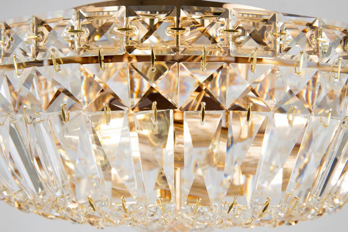 Kronleuchter Basfor 3xe14, Goldfarben Kristallglas - Goldfarben, Trend, Glas/Metall (30/18/30cm) - MAYTONI