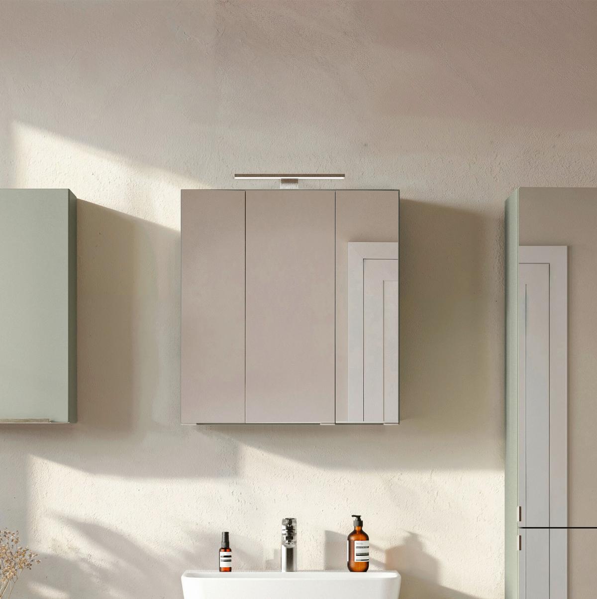SPIEGELSCHRANK Verona Schilfgrün B: 60cm - Schilfgrün, Trend, Glas/Holzwerkstoff (60/64/20cm) - Held