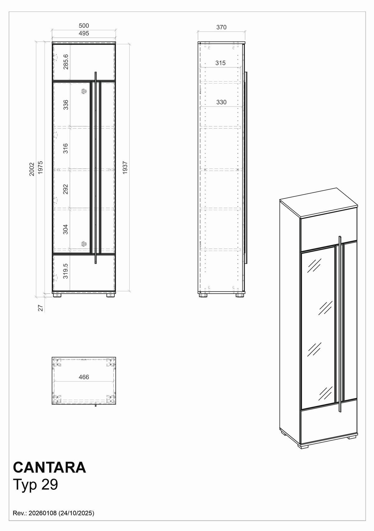 Mehrzweckschrank Cantara Eichefarben B: 50cm - Eichefarben/Schwarz, MODERN, Holzwerkstoff (50/201/39cm) - MID.YOU