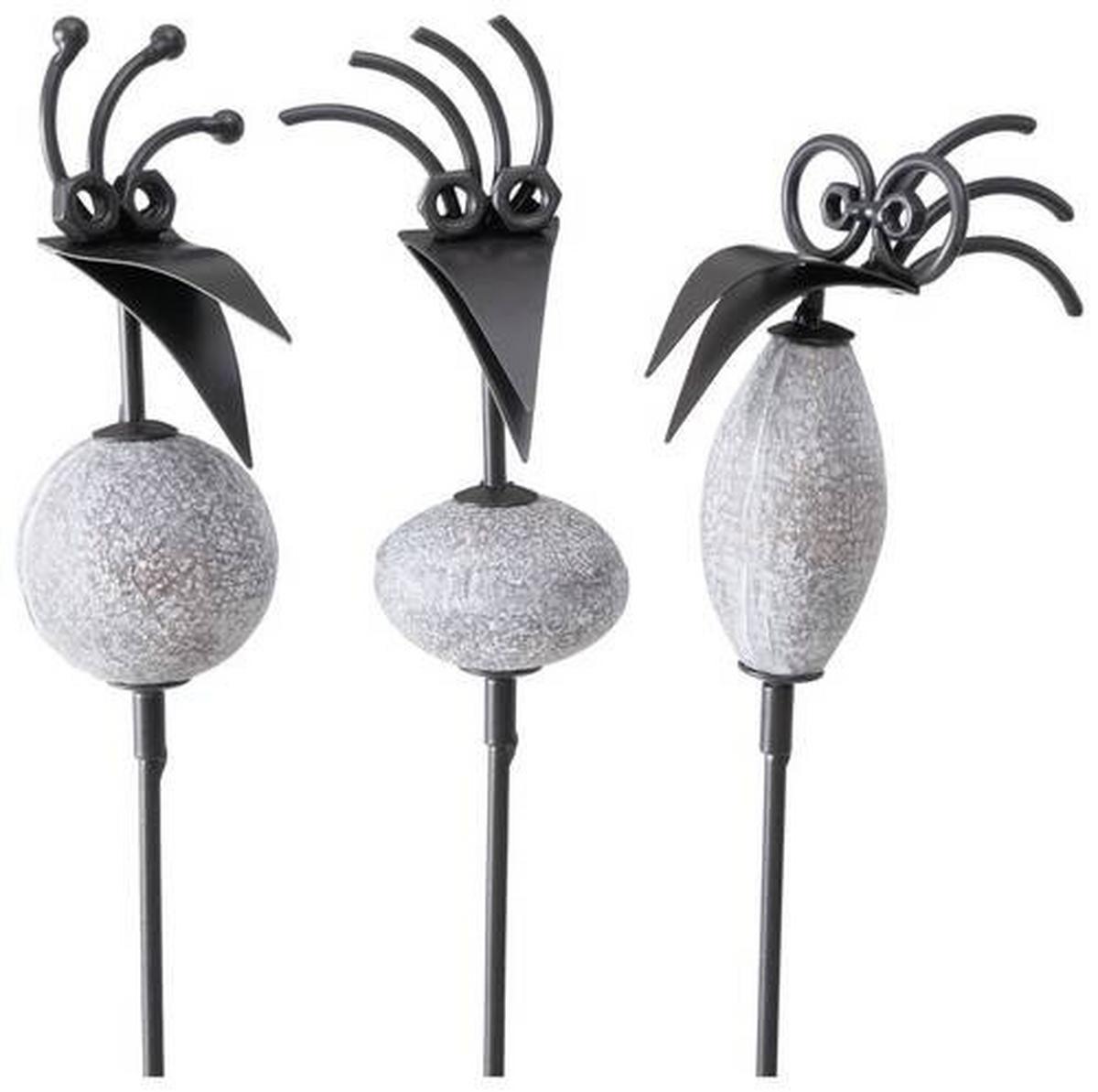 Gartenstecker Vogel L: 7,5 Cm Metall - Schwarz/Grau, Basics, Metall (7,5/4/100cm)