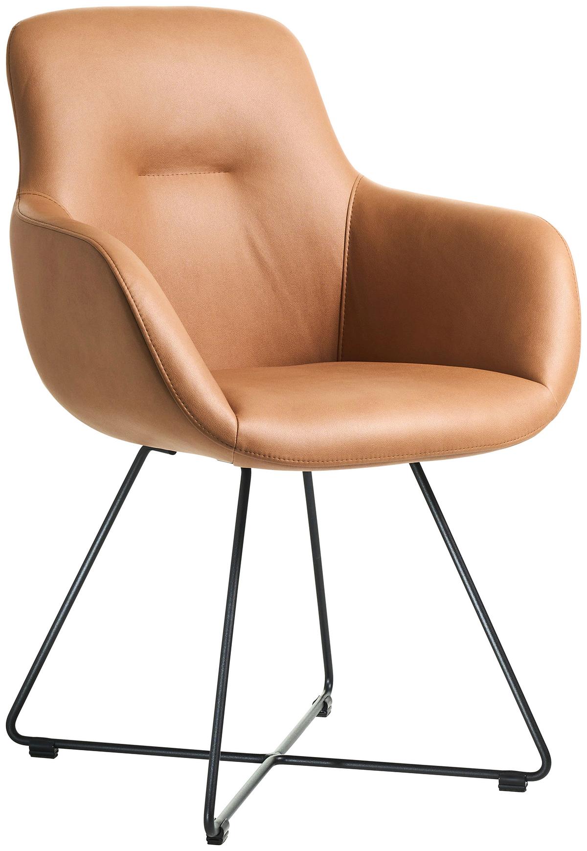 STOLIČKA S PODRÚČKAMI CROSS-CHA - čierna/koňaková, Basics, kov/textil (62/89/61cm) - Celina Home