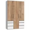 Drehtürenschrank Mit Laden 150cm Level Weiß/eiche Dekor - Eichefarben/Weiß, MODERN, Holzwerkstoff (150/236/58cm) - MID.YOU