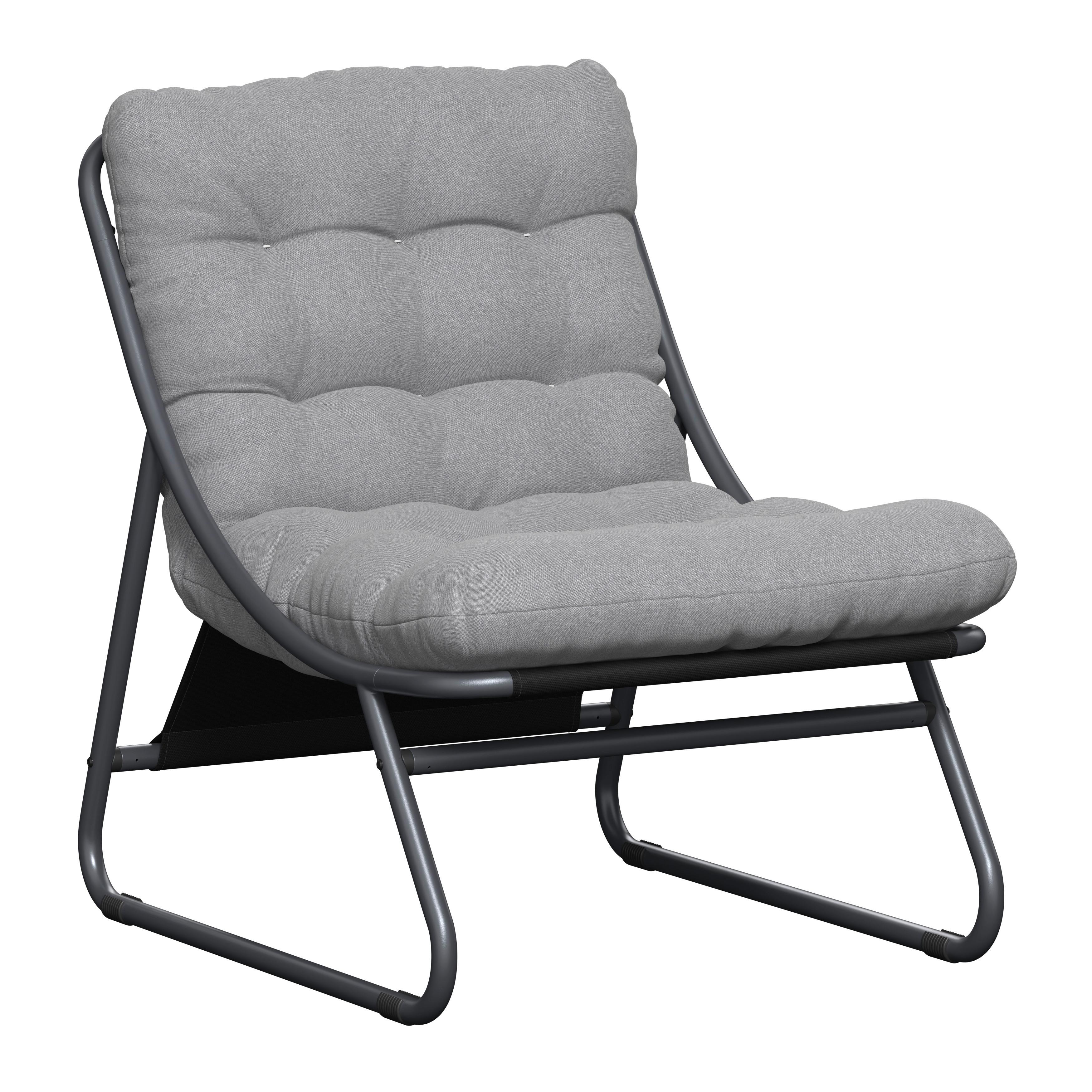 Loungesessel Kairo - Dunkelgrau/Anthrazit, MODERN, Textil/Metall (68/36/65cm) - Beldano