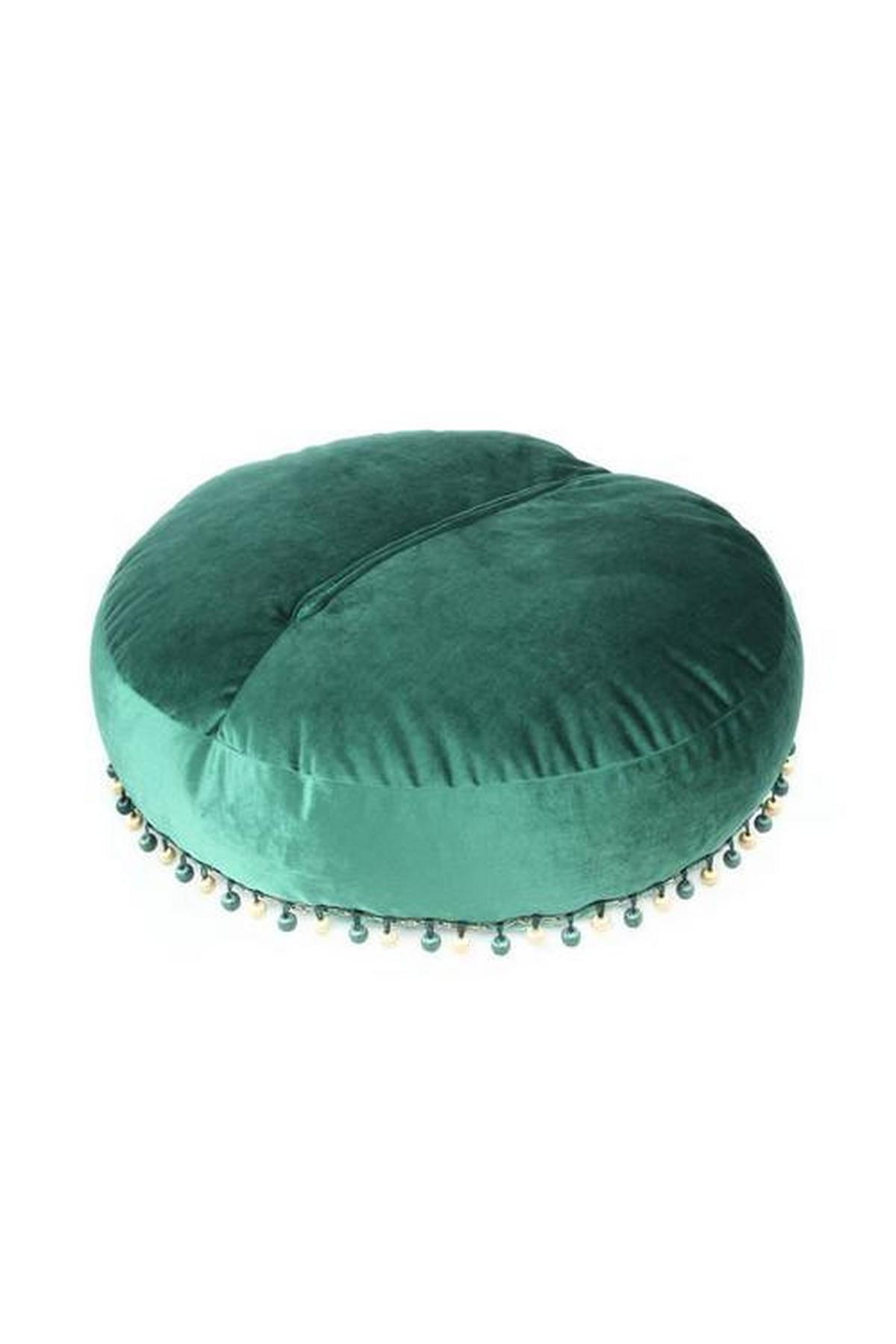 Pouf Taj Mahal DxH: 65x25 cm Samt Grün mit Reißverschluss - Grün, LIFESTYLE, Textil (65/25/65cm) - Kayoom