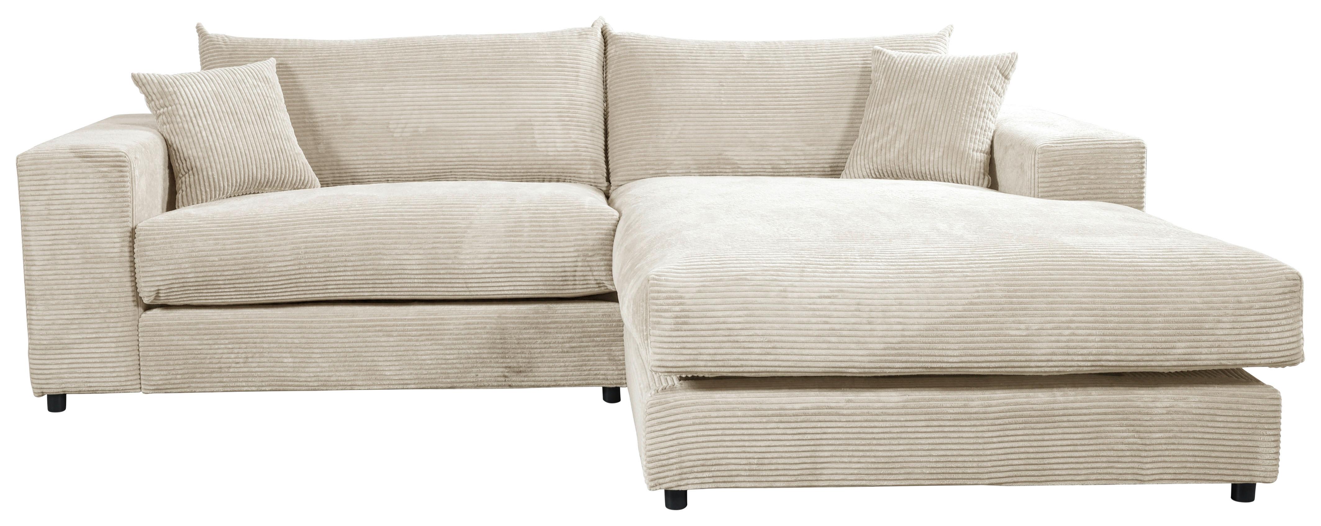 Ecksofa Funny S Rechts Creme S: 265x180 cm - Creme/Schwarz, Basics, Textil (265/180cm) - Livetastic