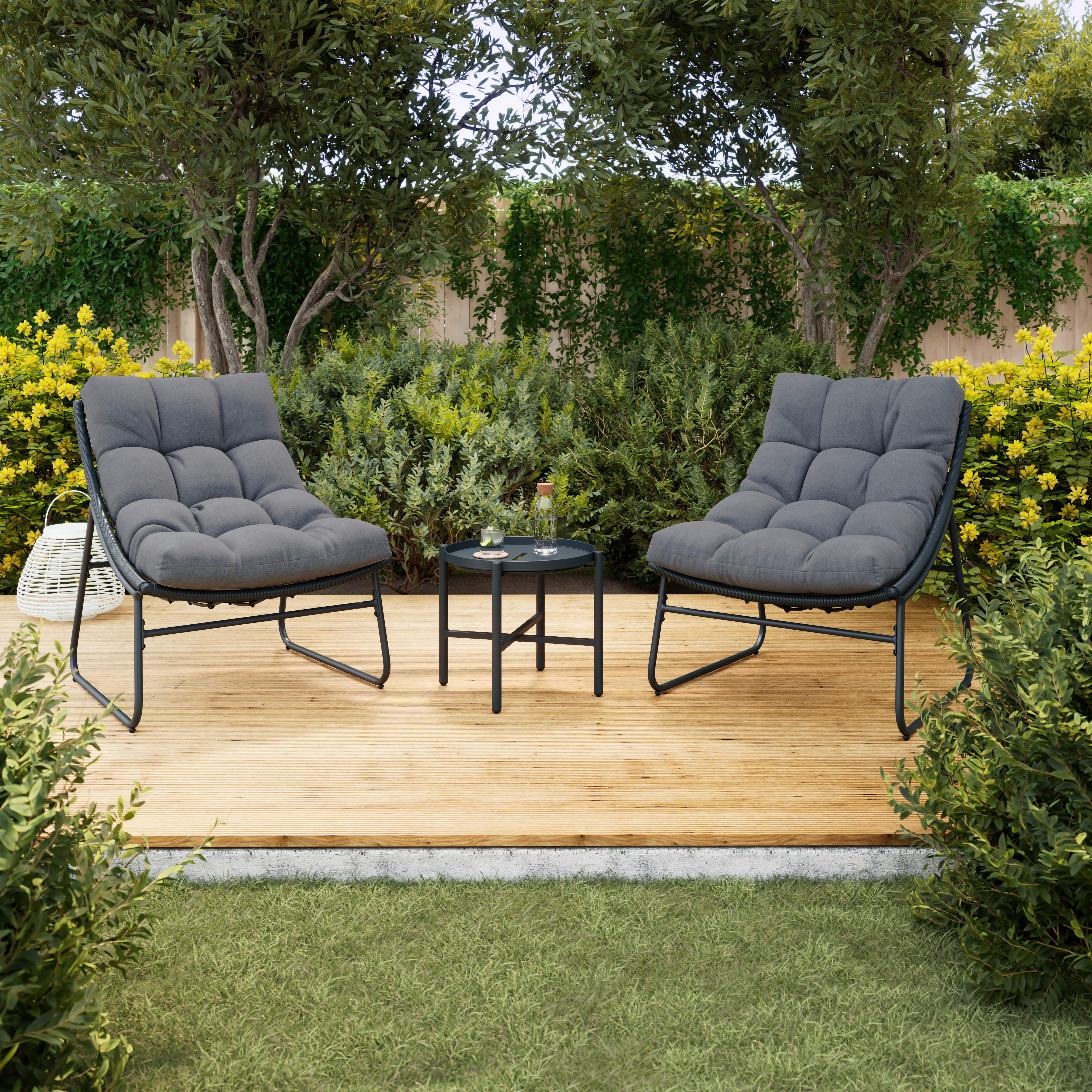 BALKÓNOVÁ ZOSTAVA ELIA - sivá/tmavosivá, Modern, kov/textil - Bessagi Garden