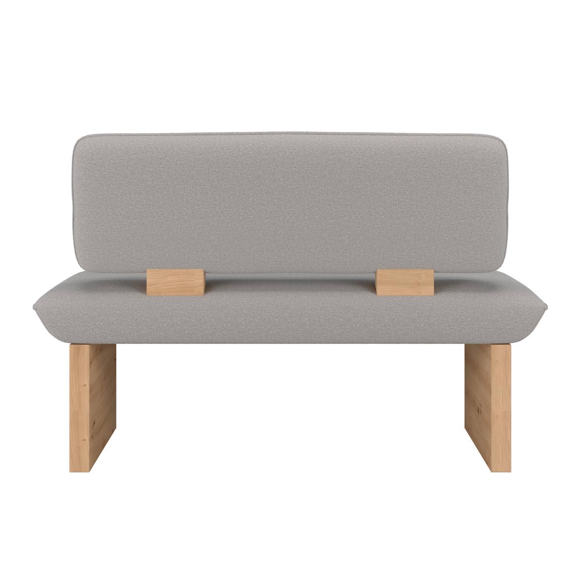 Sitzbank Beluna II Webstoff hellgrau, B: 140cm - Eichefarben/Hellgrau, KONVENTIONELL, Holzwerkstoff/Textil (140/87/67cm) - James Wood