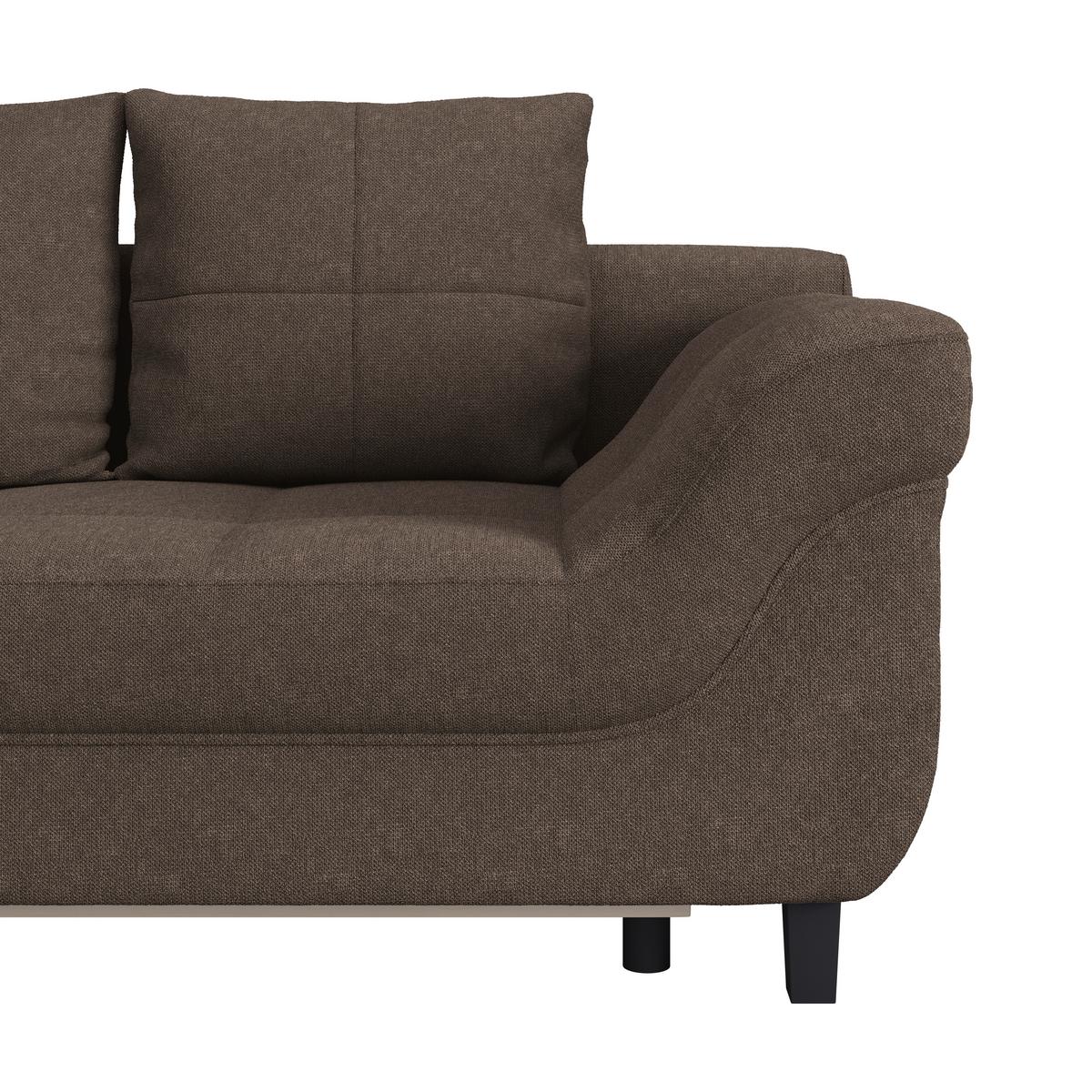 Ecksofa Mendoza - Dunkelbraun/Schwarz, Design, Textil (197/309cm) - Ondega
