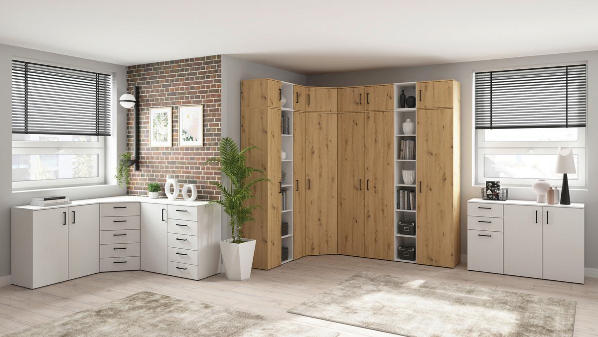 Komoda Cabinet š: 120 cm - bílá/černá, Moderní, kompozitní dřevo/plast (120/83/52cm)