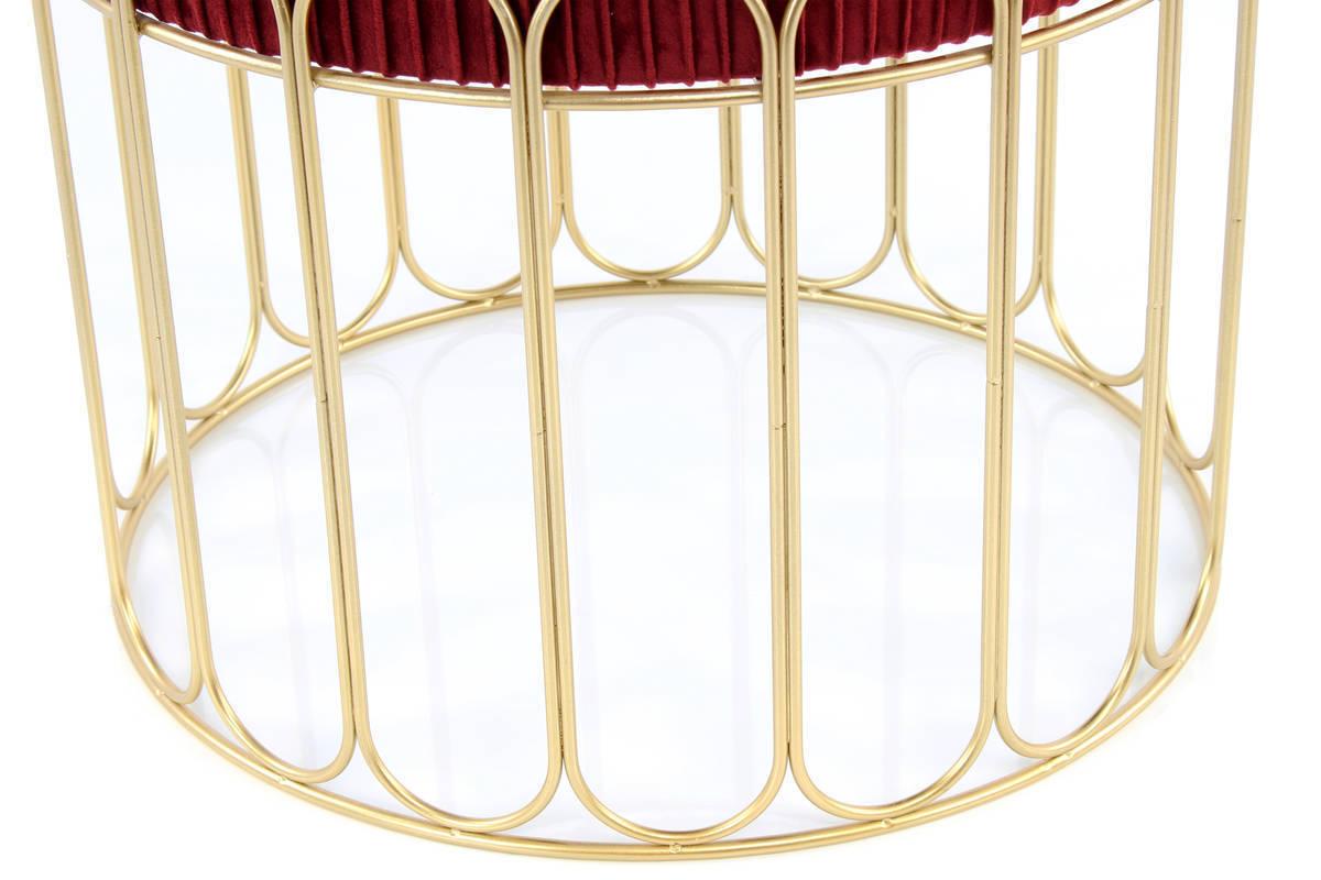 Hocker Cleopatra Bordeaux/Gold Sitz Gepolstert H: 39 cm - Bordeaux/Goldfarben, Basics, Kunststoff/Textil (40/39/40cm) - Kayoom