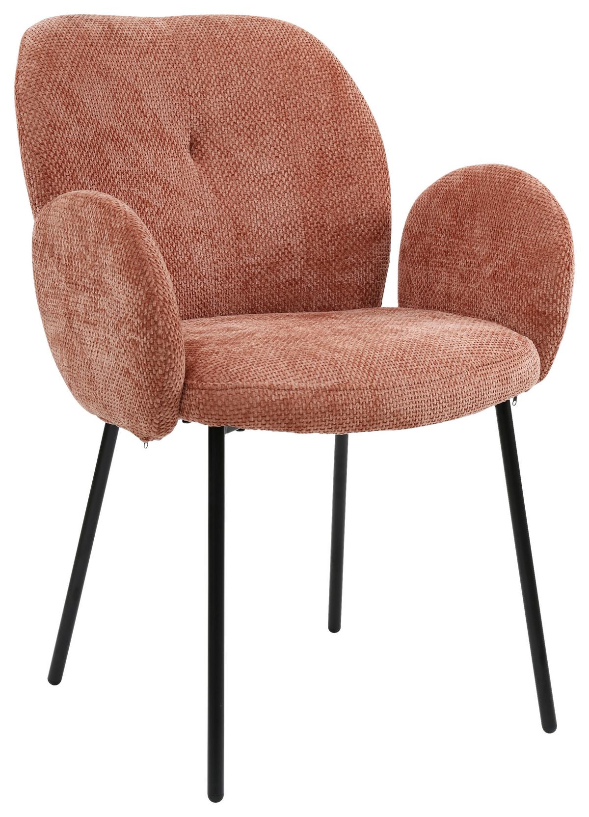 Židle s područkami Mara MARA - růžová/černá, Lifestyle, kov/dřevo (60/87/64cm) - Mömax