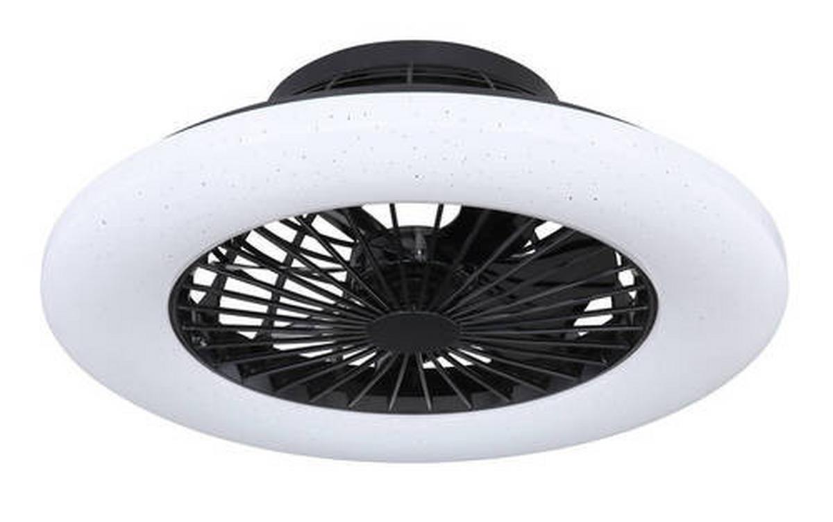 Deckenventilator Opal/schwarz Led-Leuchte Fernbedienung - Opal/Schwarz, Basics, Kunststoff/Metall (52,5/17,5cm) - Globo