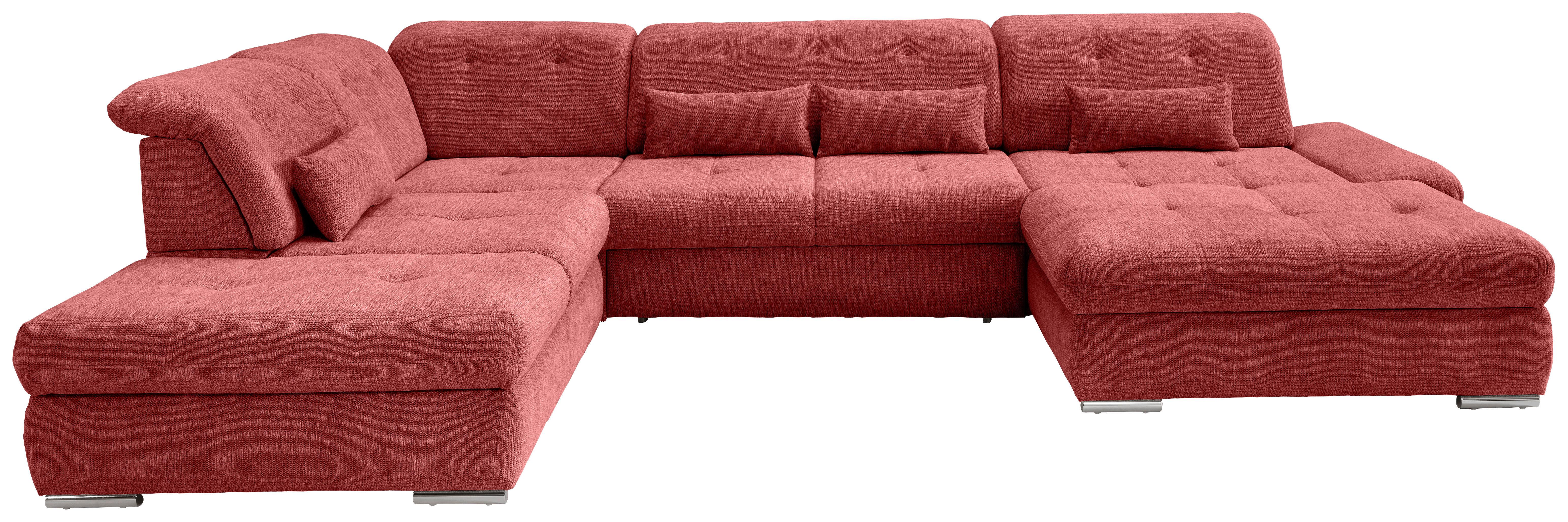 Wohnlandschaft Dalida Rot U: 254x376x195 Cm - Chromfarben/Rot, MODERN, Textil (254/376/195cm) - Livetastic