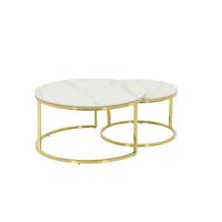 Couchtischset Joel Weiß D: 80/60 cm - Goldfarben/Weiß, Design, Stein (80/60/41/37/80/60cm) - Livetastic